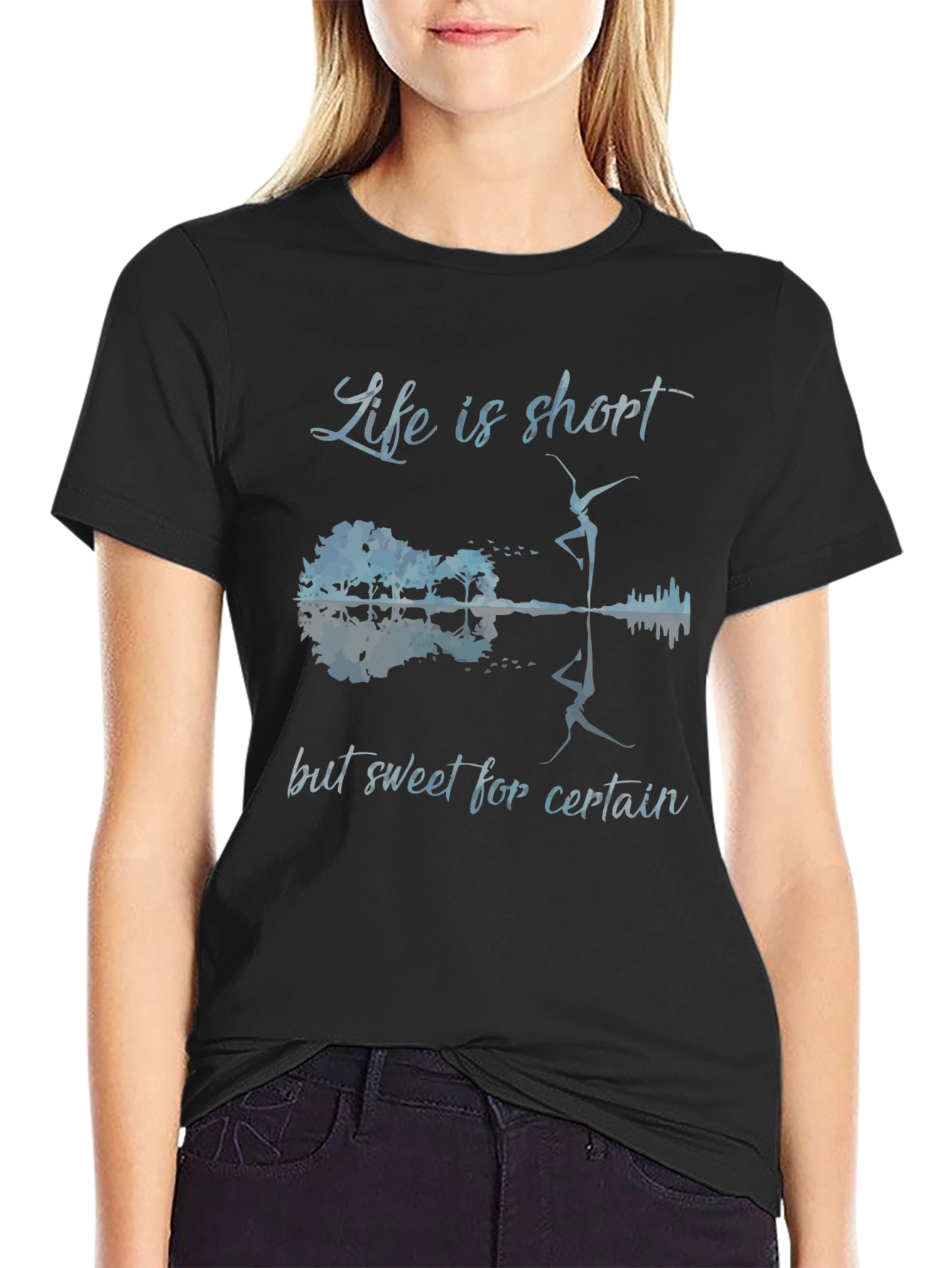 Life is Short Guitar & Dancer Graphic Tee