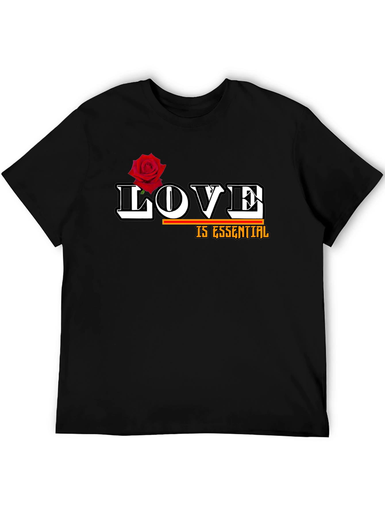 Love is Essential T-Shirt with Rose Graphic
