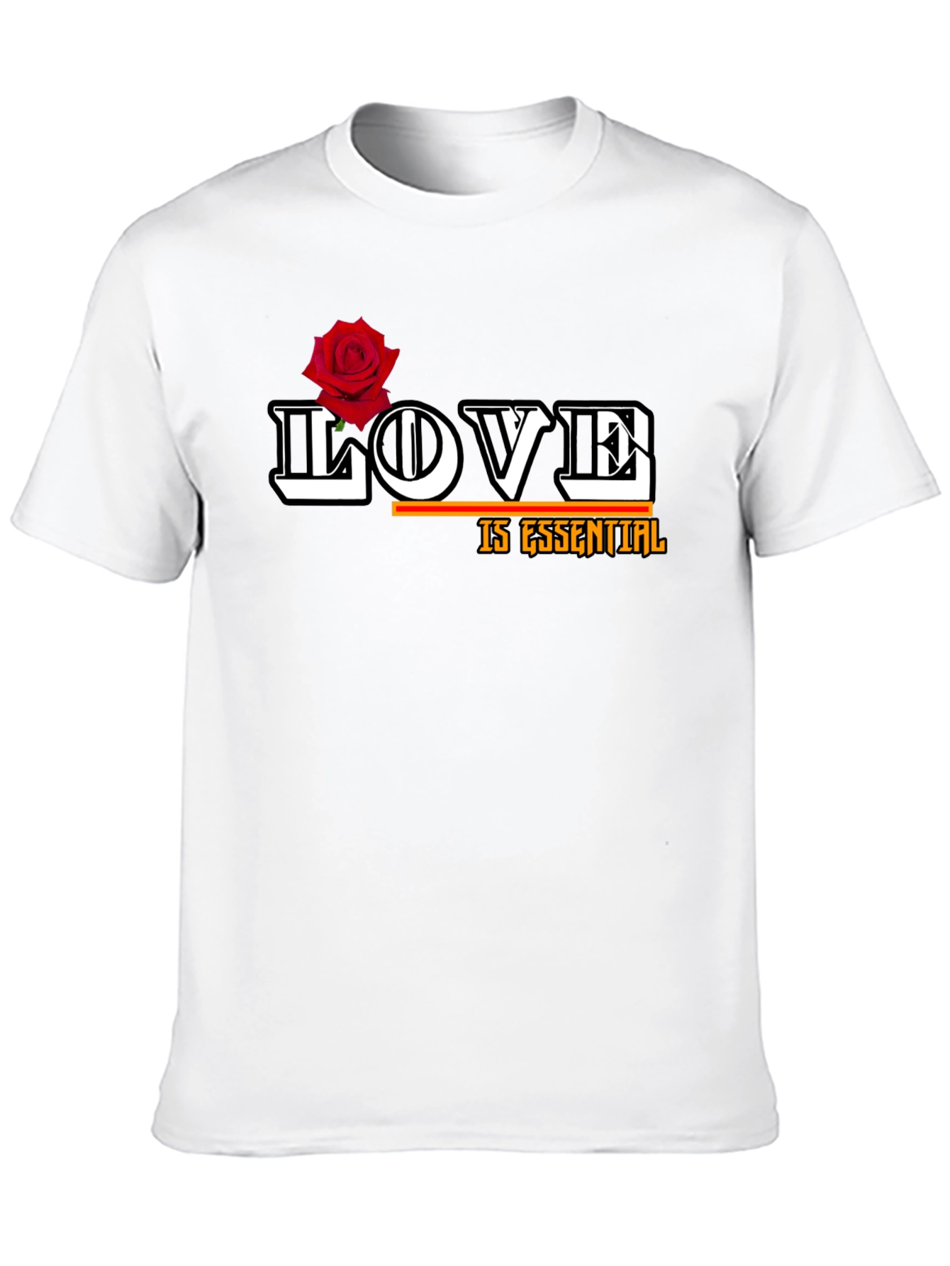 Love is Essential T-Shirt with Rose Graphic