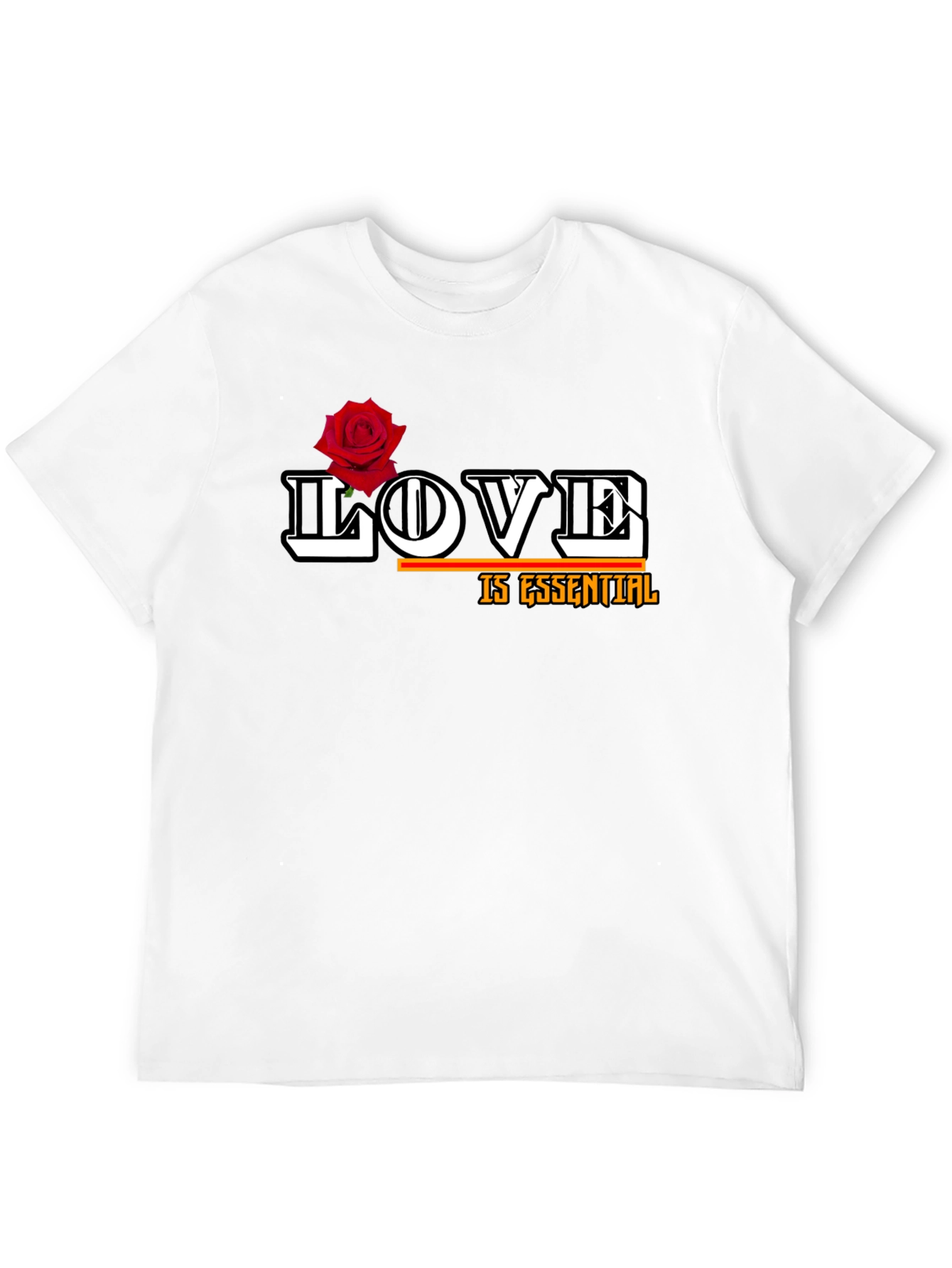 Love is Essential T-Shirt with Rose Graphic