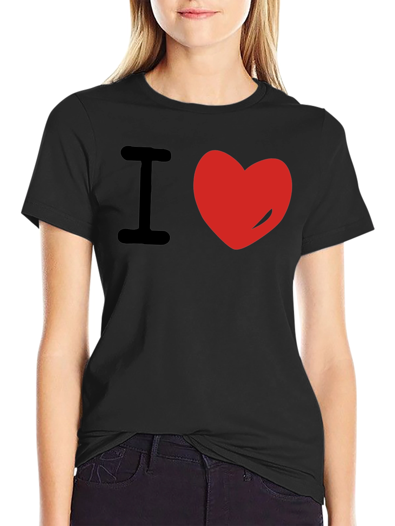 I Love Heart Black T-Shirt Graphic Tee