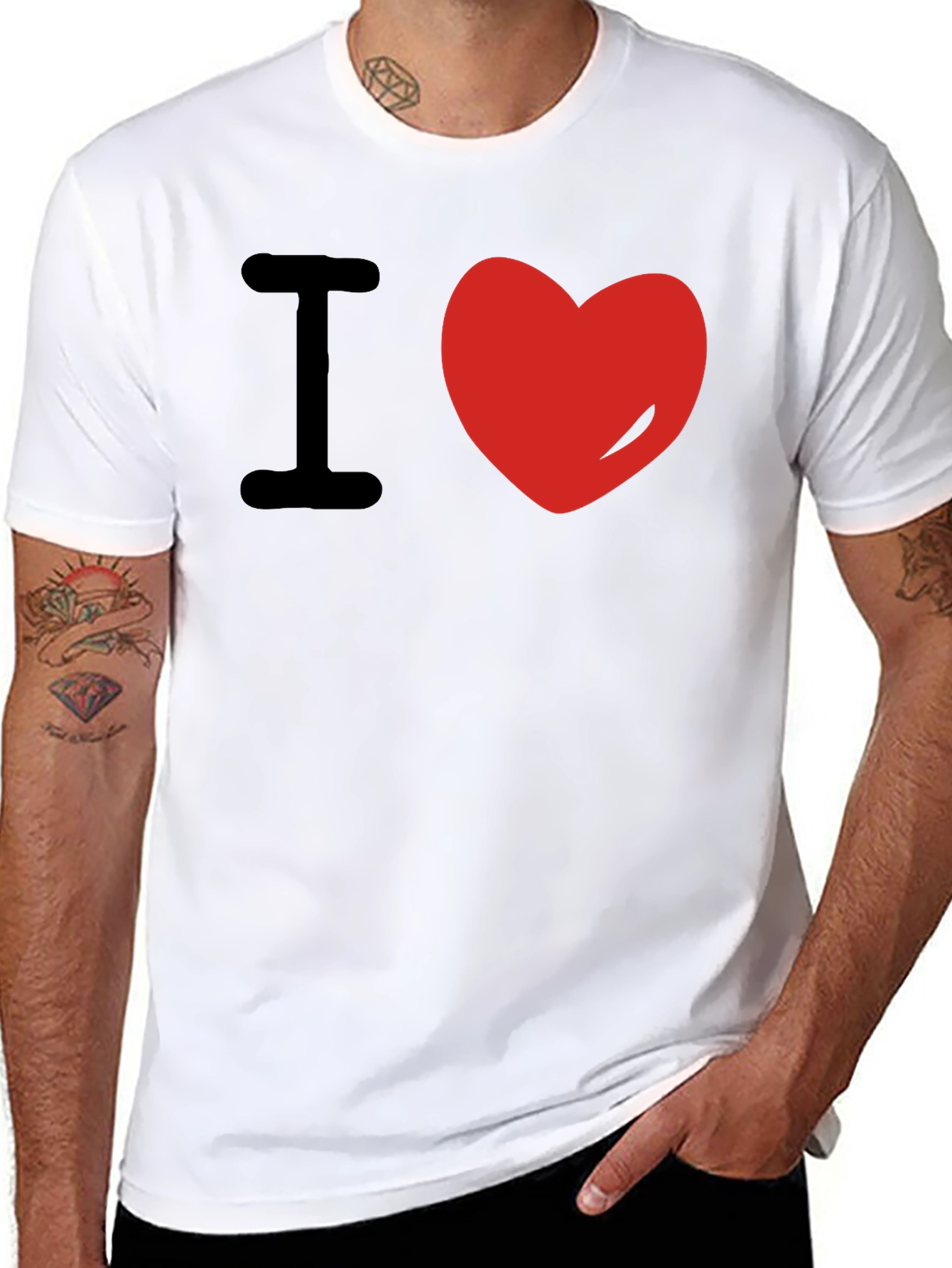 I Love Heart Black T-Shirt Graphic Tee