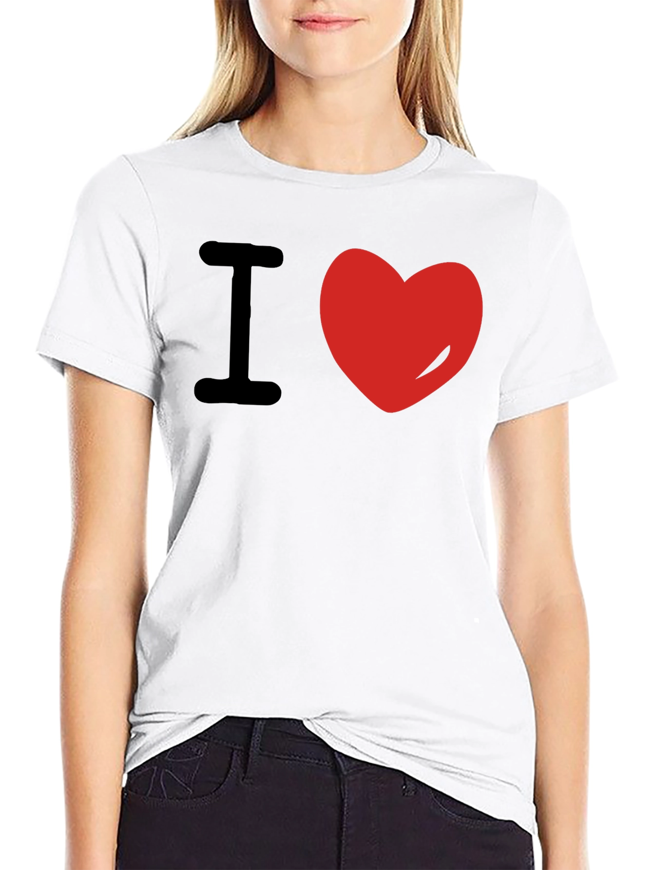 I Love Heart Black T-Shirt Graphic Tee