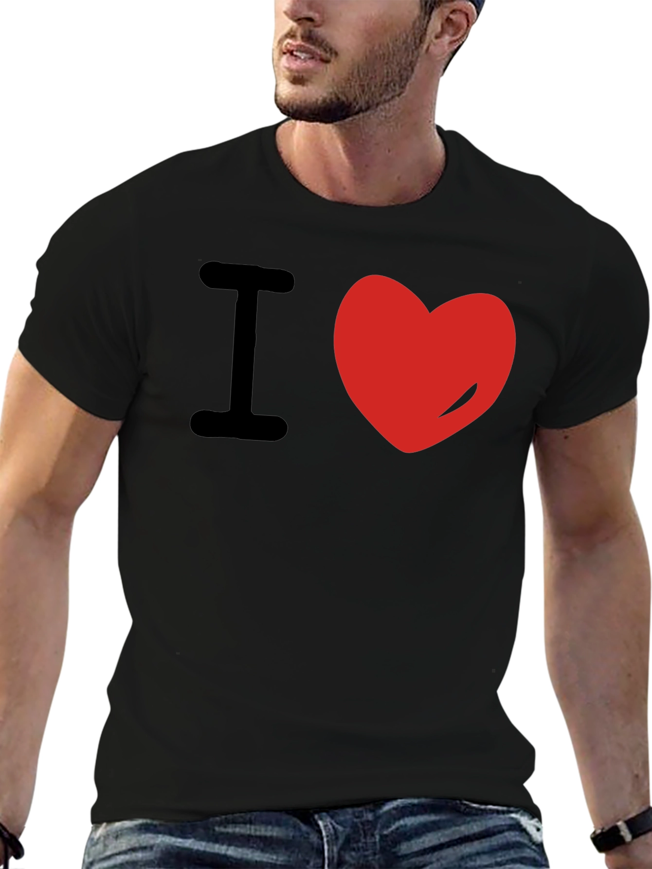 I Love Heart Black T-Shirt Graphic Tee