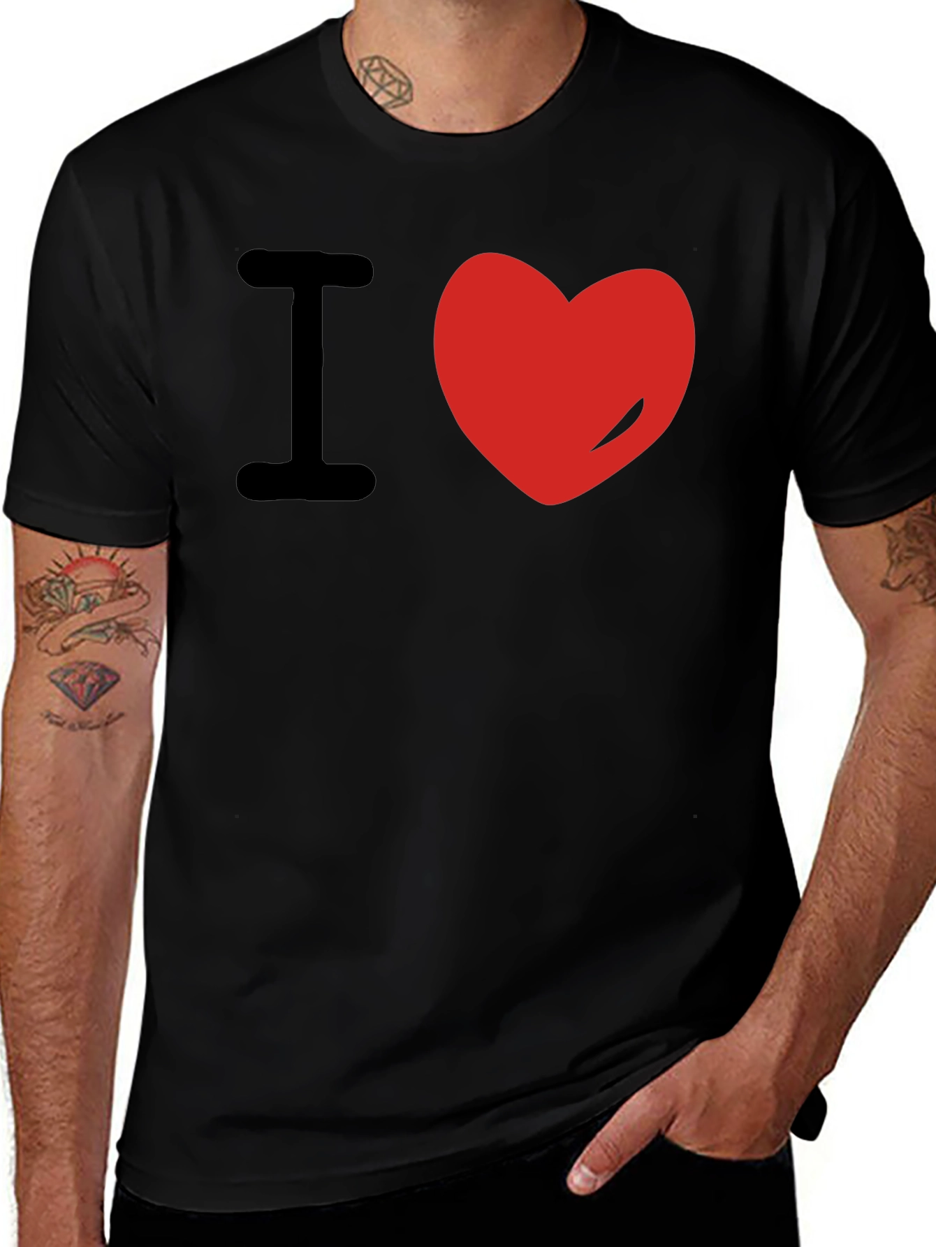 I Love Heart Black T-Shirt Graphic Tee