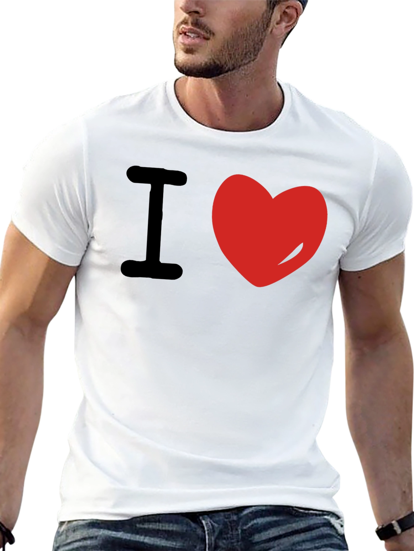 I Love Heart Black T-Shirt Graphic Tee