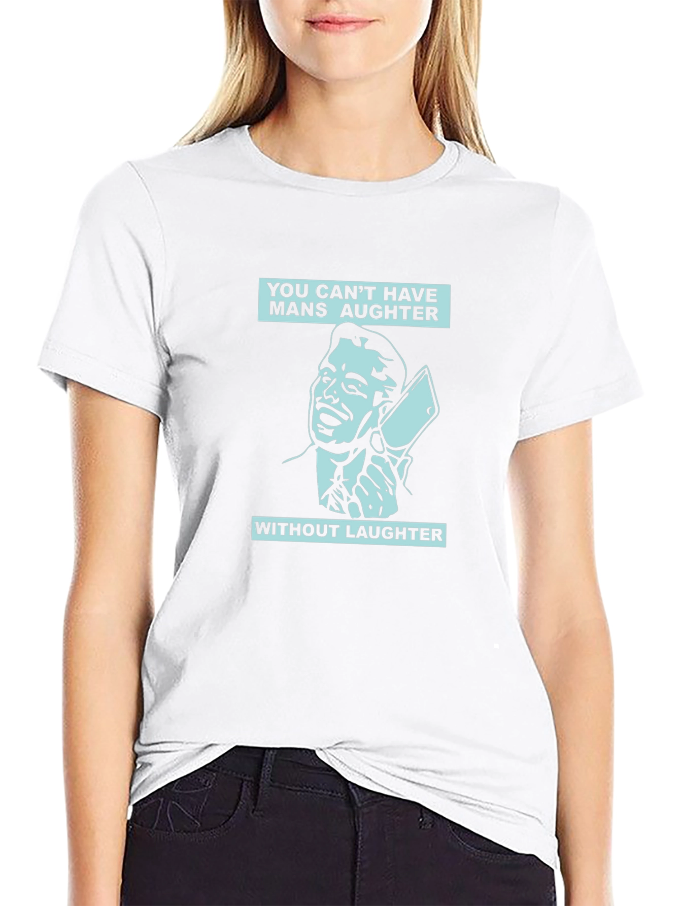 Mens Mans Aughter Graphic Print Black T-Shirt