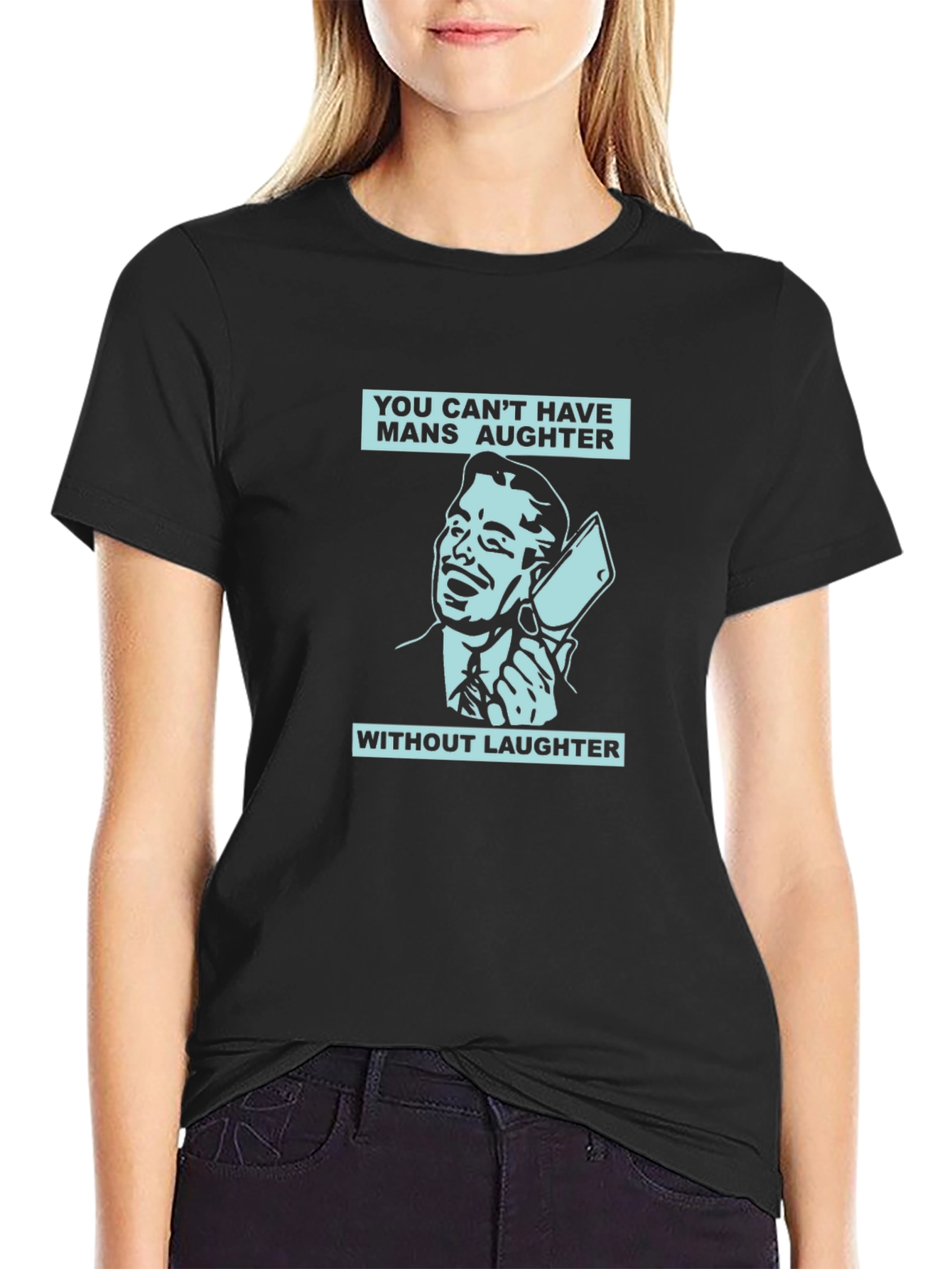 Mens Mans Aughter Graphic Print Black T-Shirt