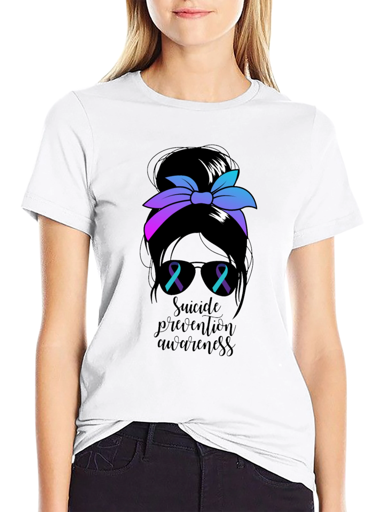 Suicide Prevention Messy Bun T-Shirt