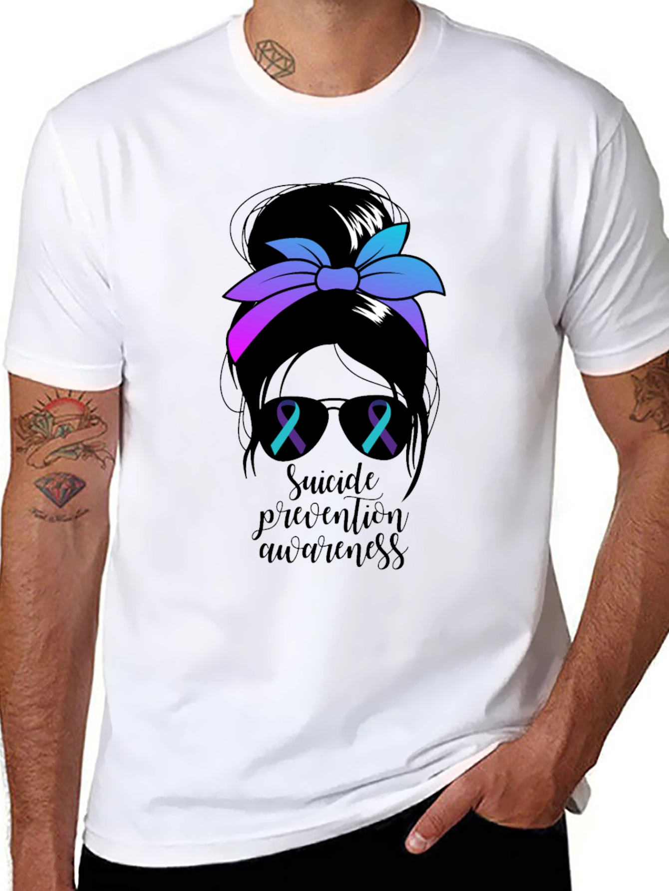 Suicide Prevention Messy Bun T-Shirt