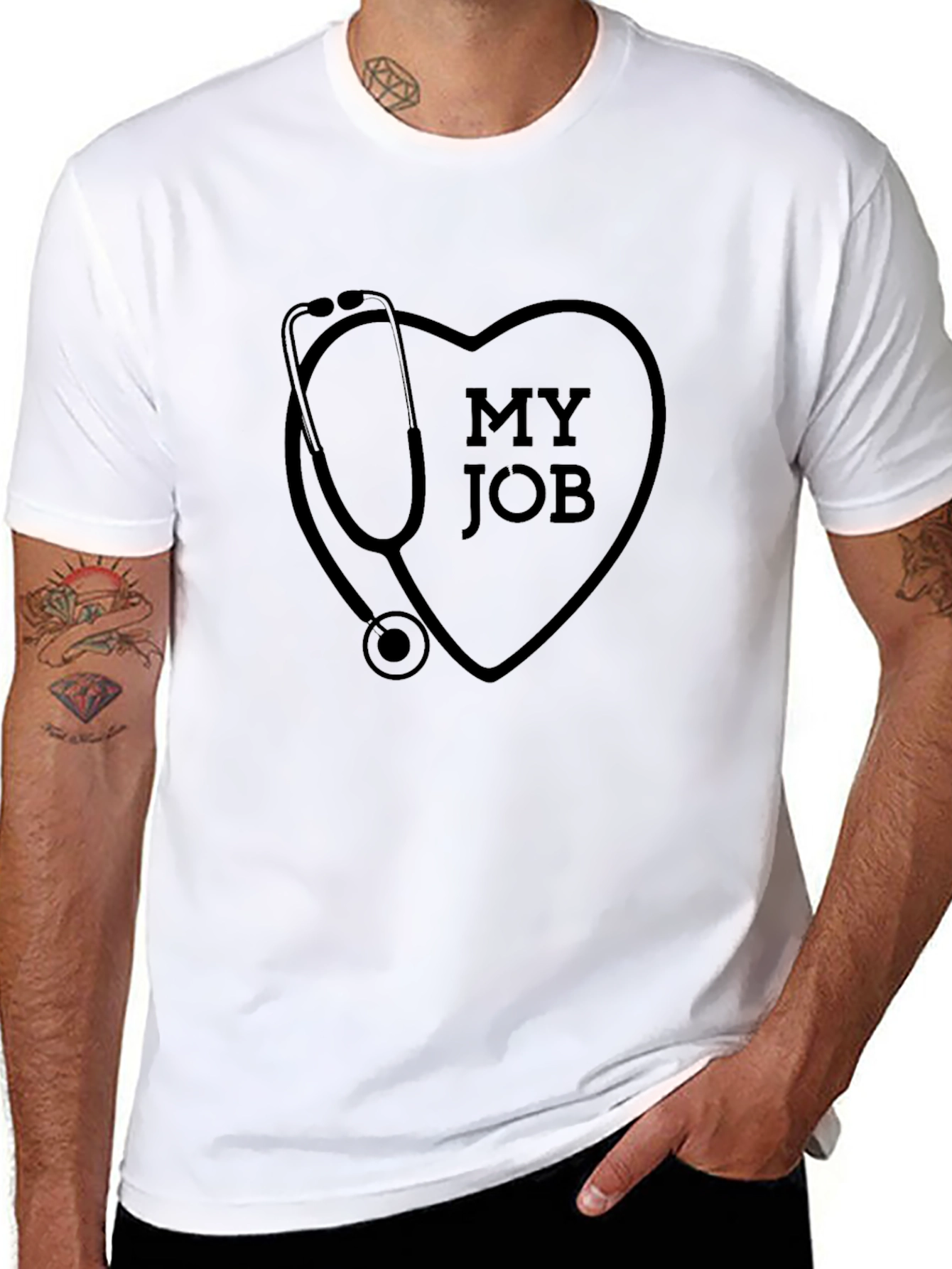 My Job Heart Stethoscope Graphic T-Shirt