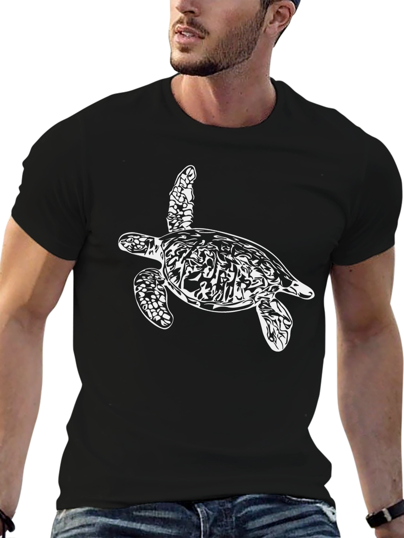 Turtle Graphic Tee - Black Casual Shirt