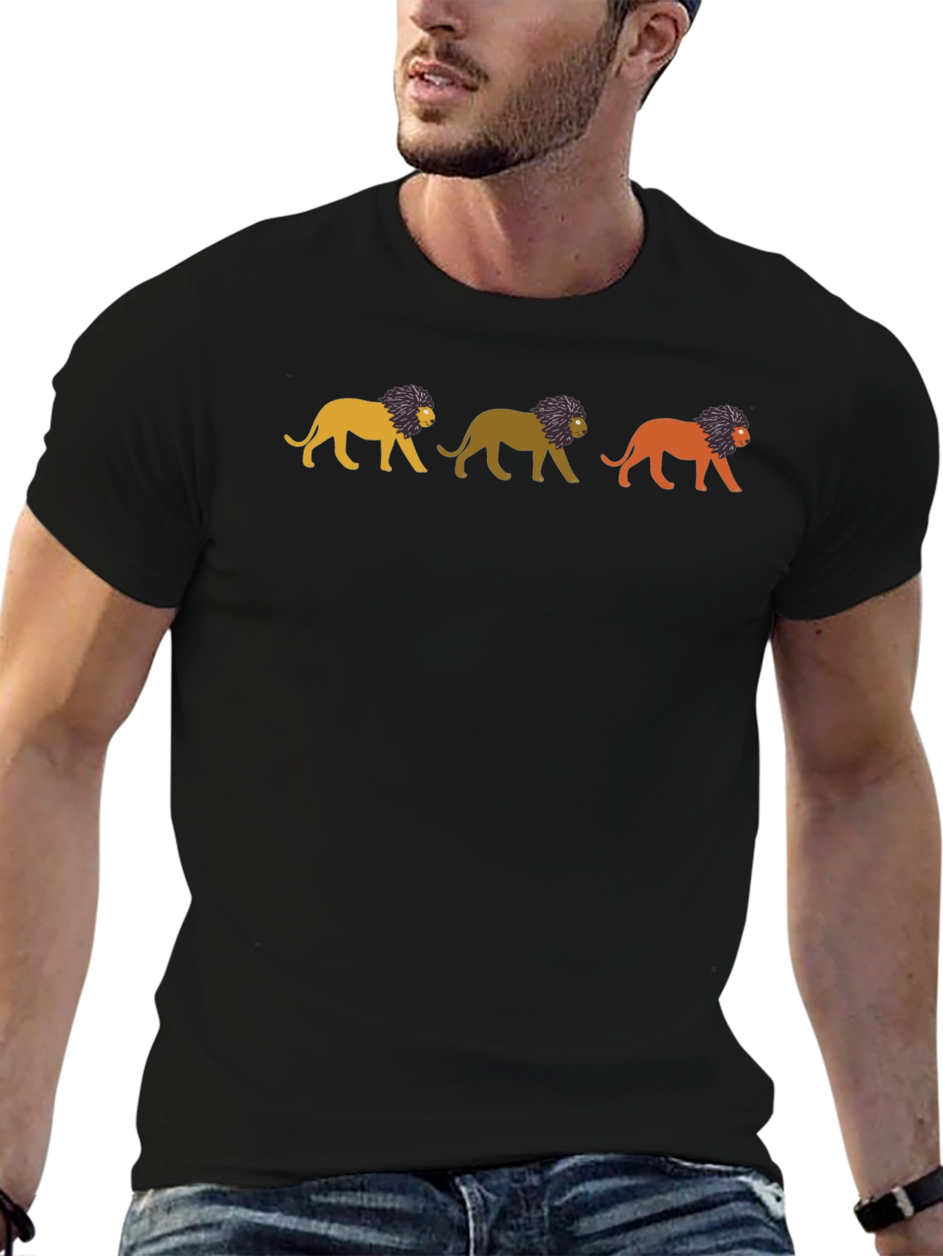 Lion Print T-Shirt - Stylish Mens Tee