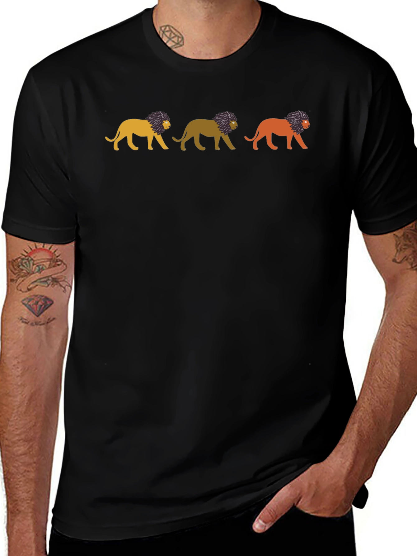 Lion Print T-Shirt - Stylish Mens Tee