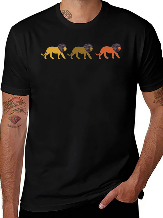 Lion Print T-Shirt - Stylish Mens Tee
