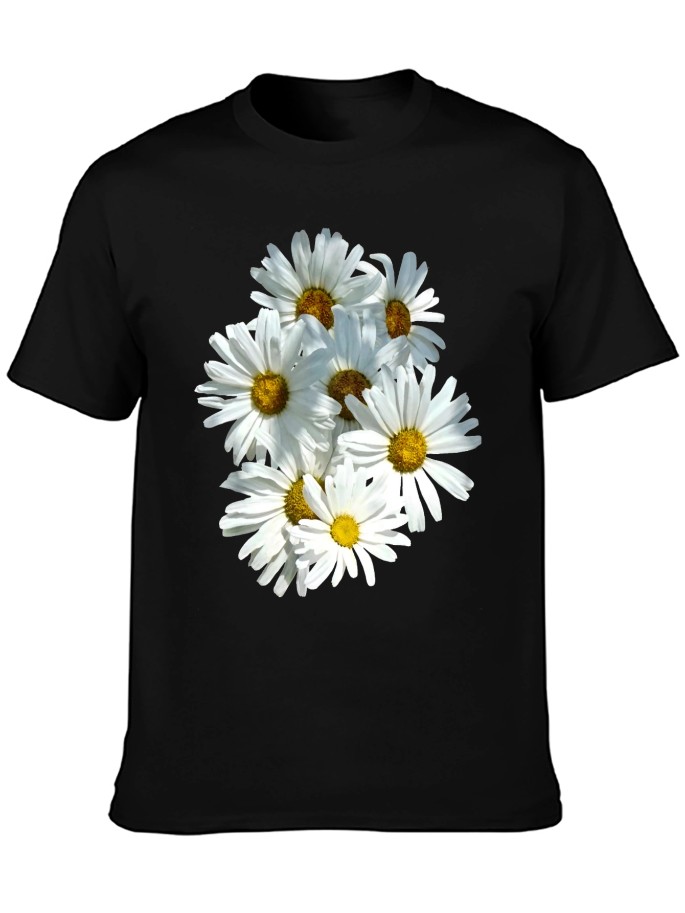 Daisy Flower T-Shirt - Black Cotton Graphic Tee