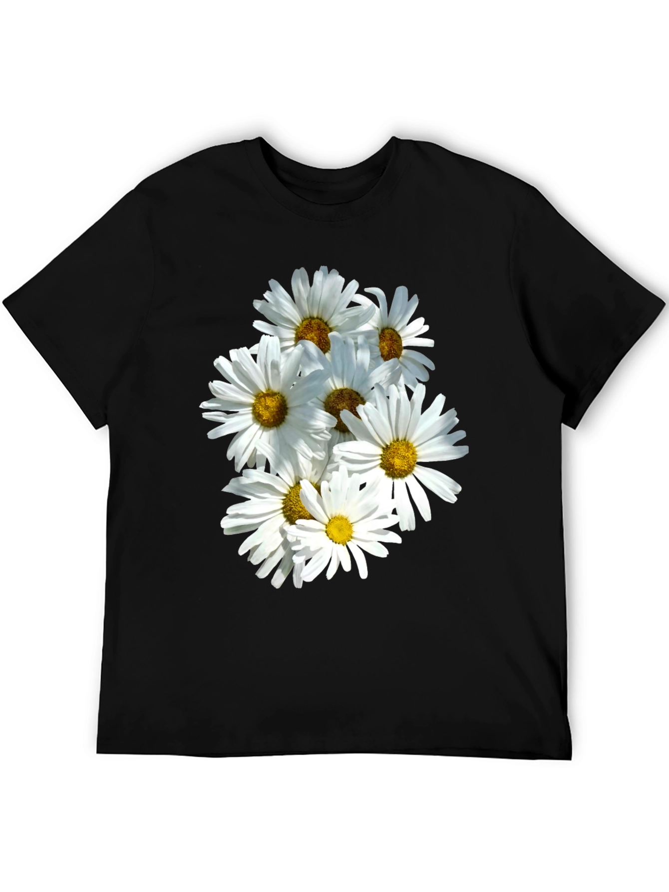 Daisy Flower T-Shirt - Black Cotton Graphic Tee