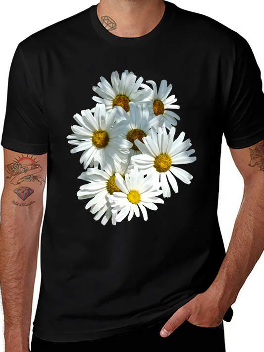 Daisy Flower T-Shirt - Black Cotton Graphic Tee