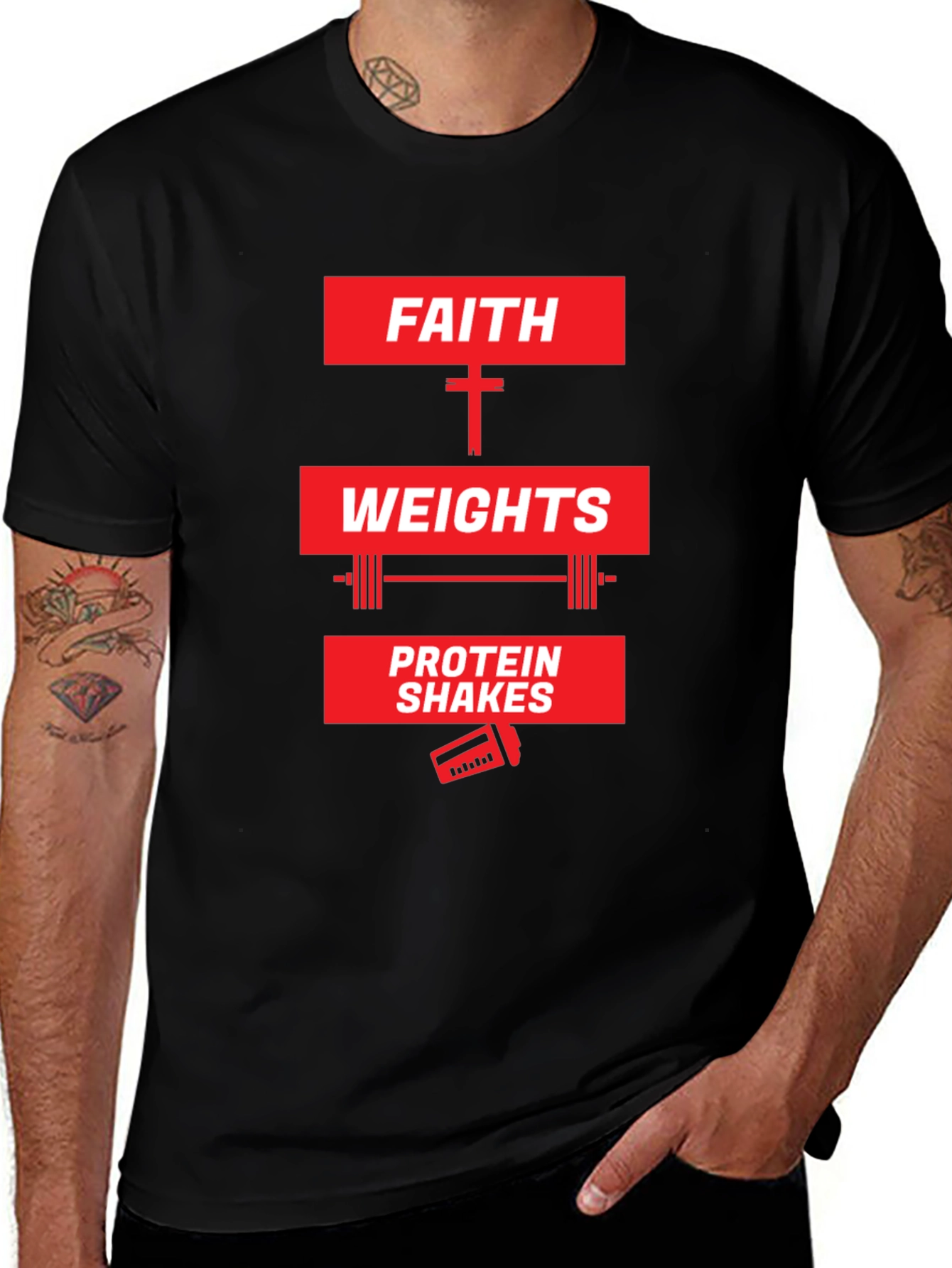 Faith Weights Protein Shakes Graphic Tee