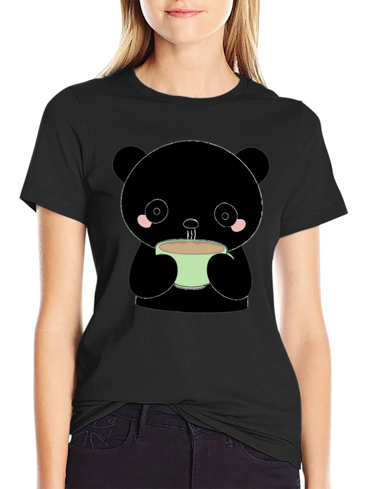 Cute Panda Bear Drinking Coffee T-Shirt