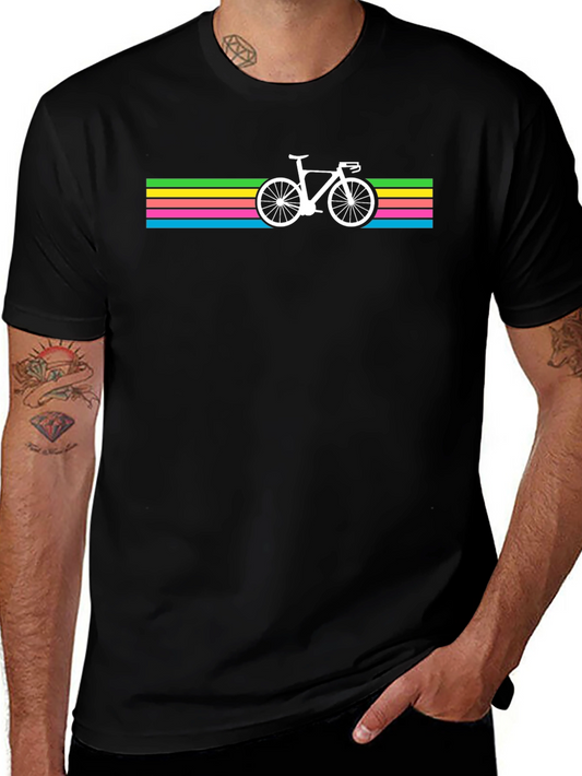 Retro Bike Stripe T-Shirt - Cool Cycling Tee