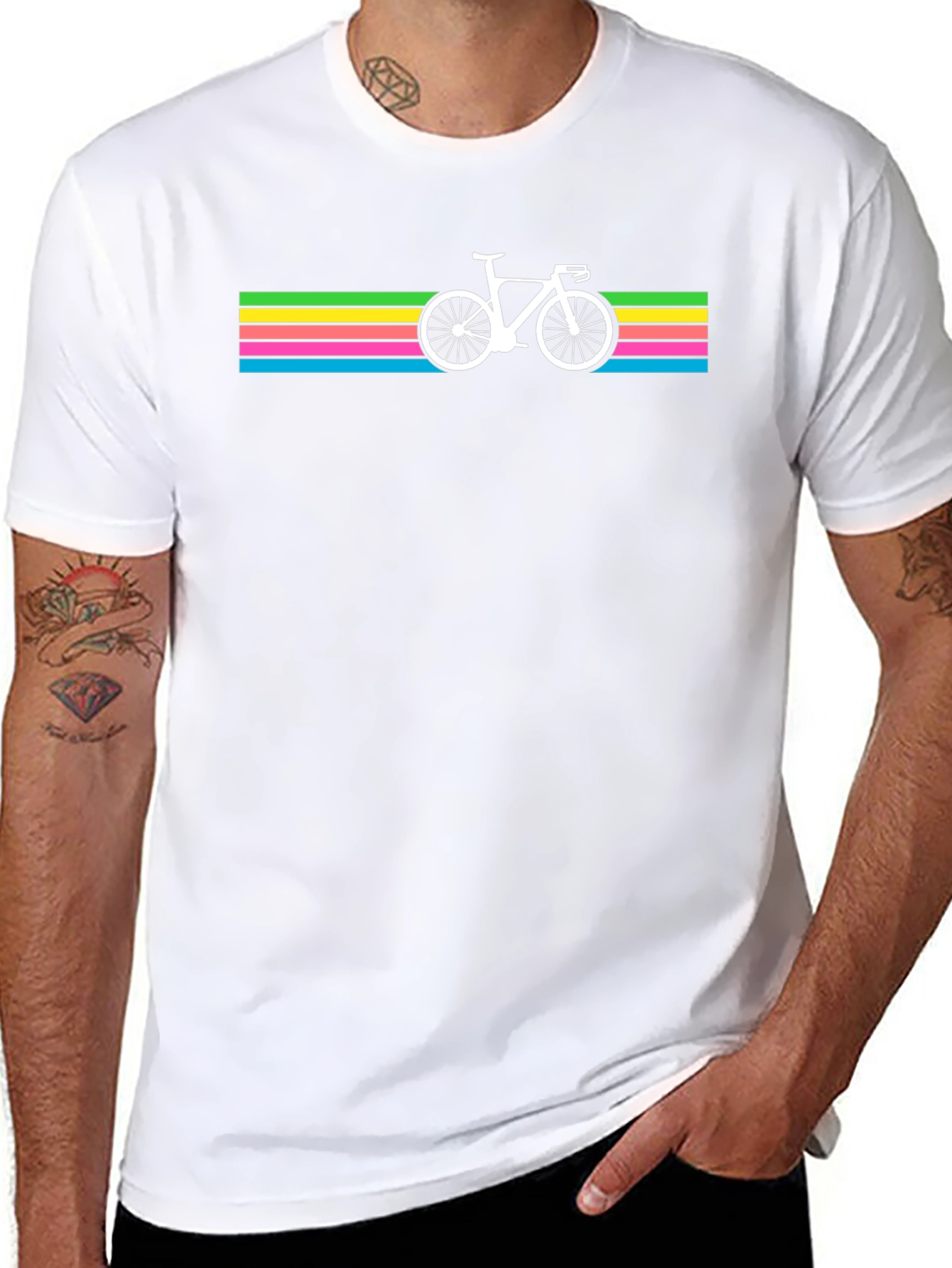 Retro Bike Stripe T-Shirt - Cool Cycling Tee