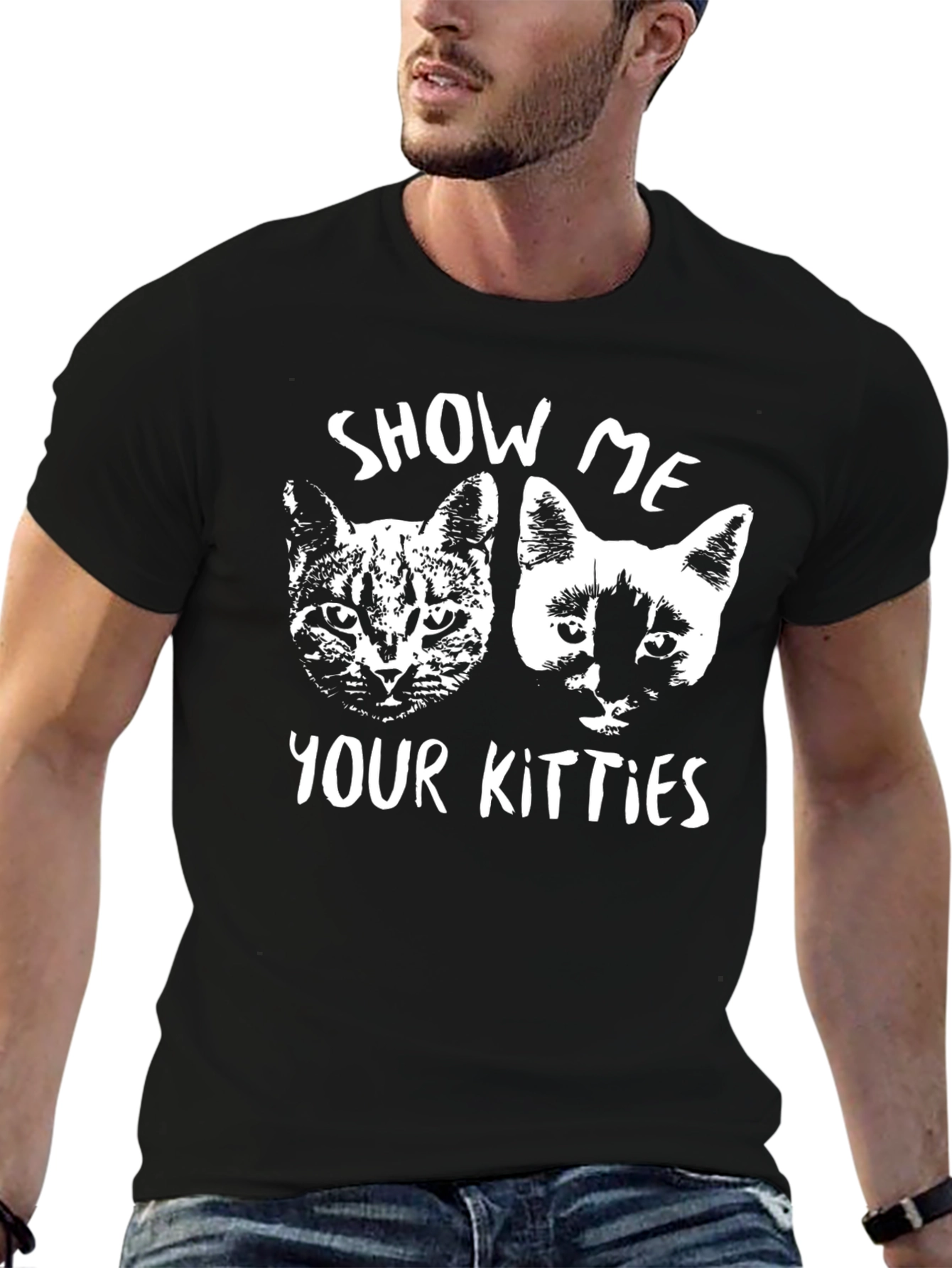 Show Me Your Kitties Graphic T-Shirt - Black