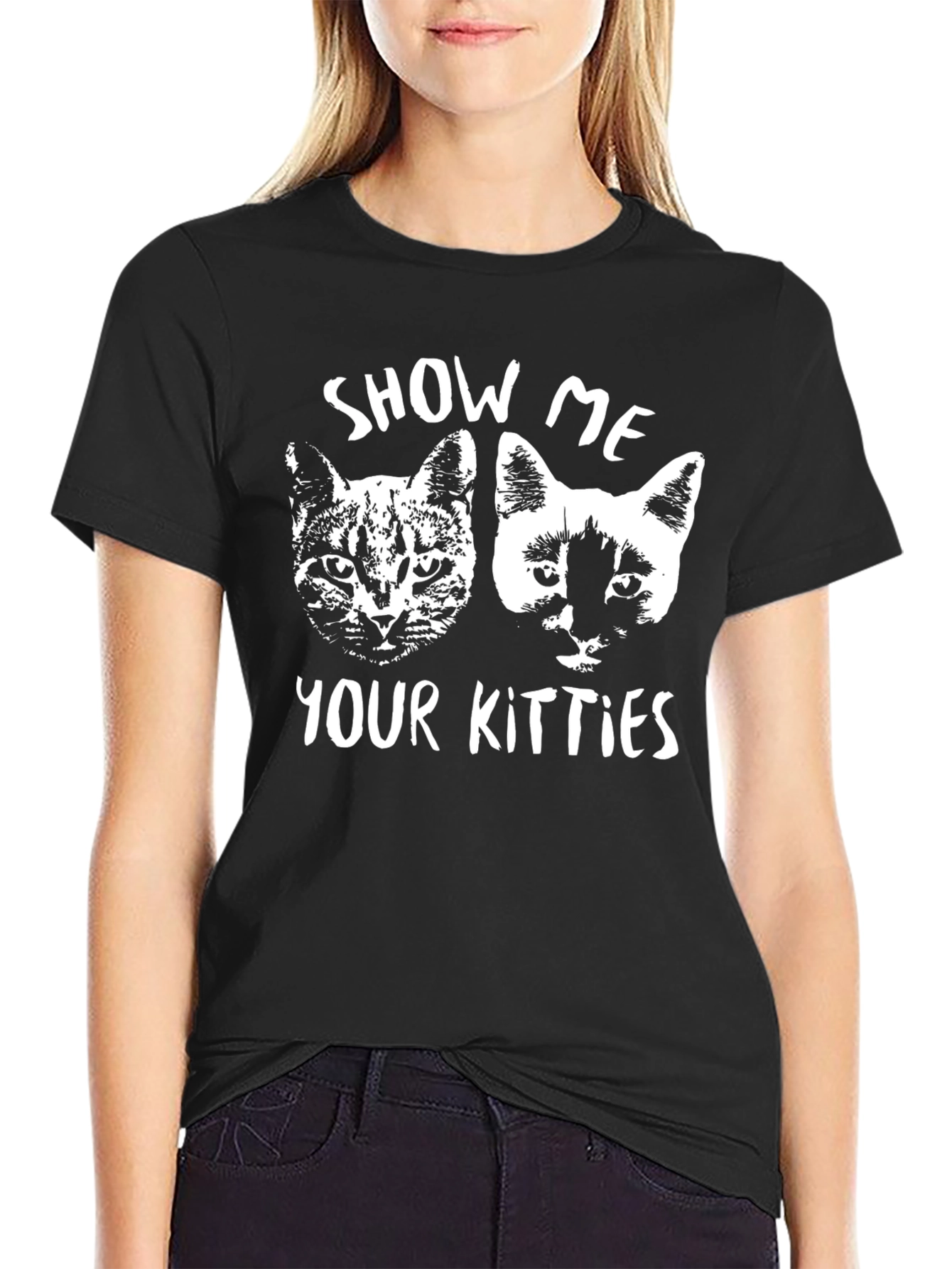 Show Me Your Kitties Graphic T-Shirt - Black