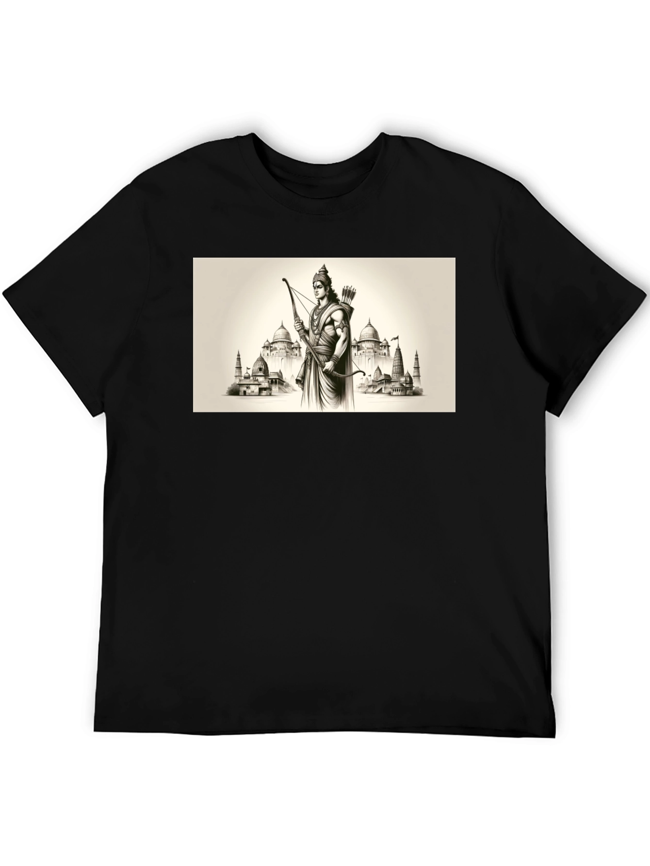 Lord Rama Graphic T-Shirt - Black Cotton Tee