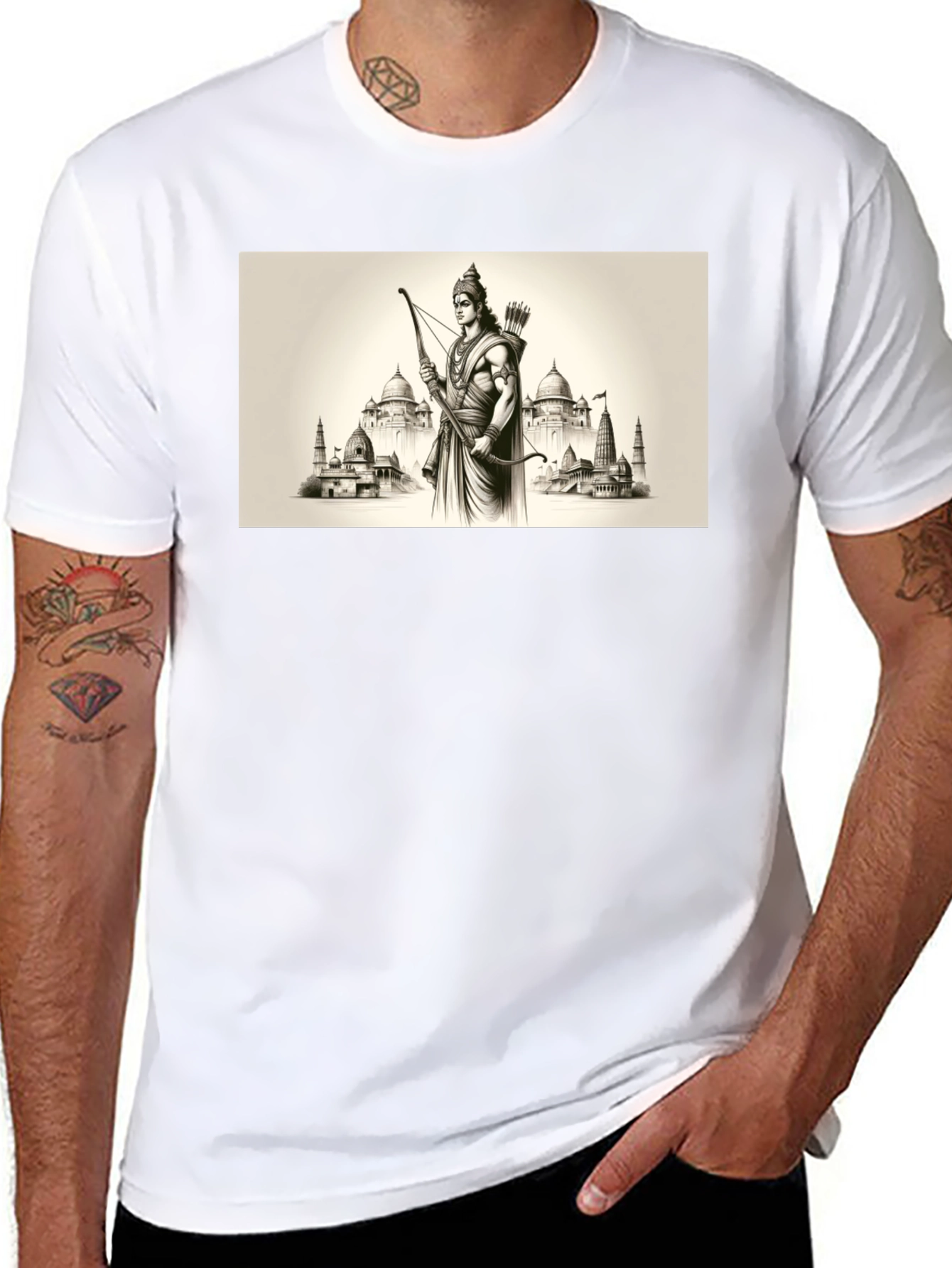 Lord Rama Graphic T-Shirt - Black Cotton Tee