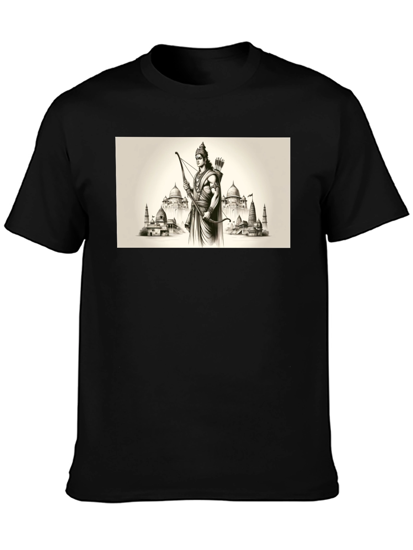 Lord Rama Graphic T-Shirt - Black Cotton Tee