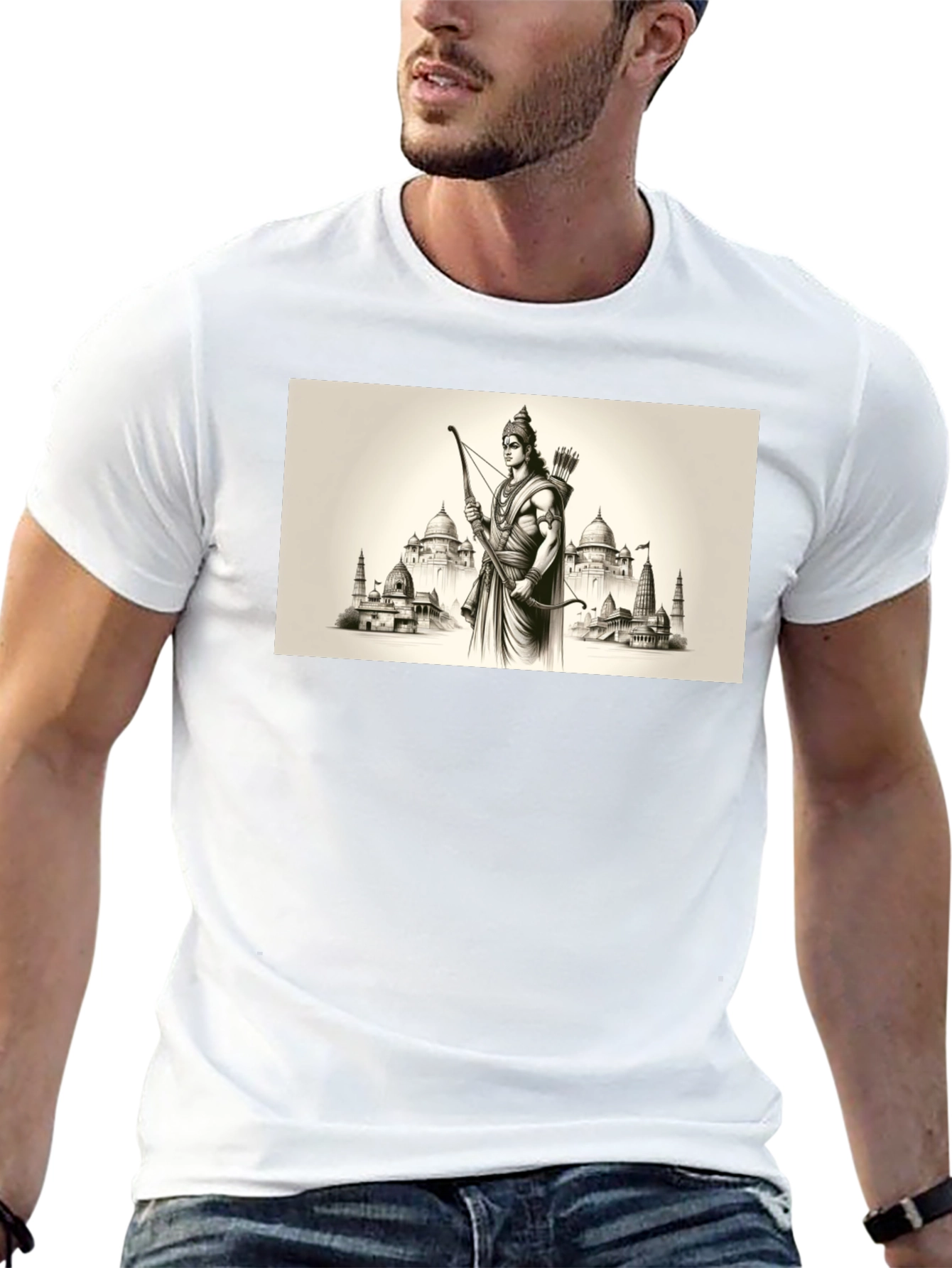 Lord Rama Graphic T-Shirt - Black Cotton Tee