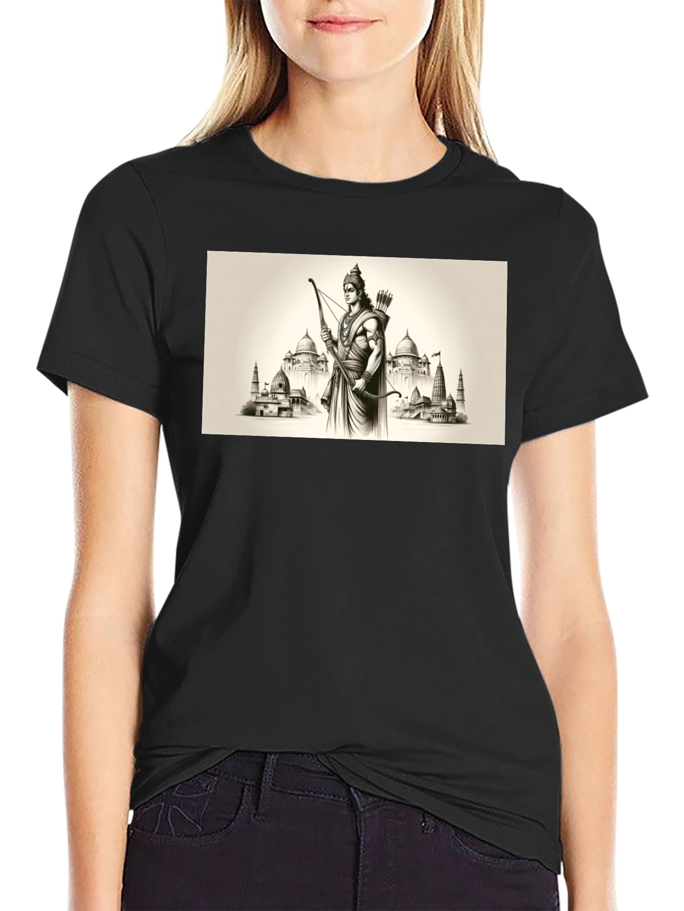 Lord Rama Graphic T-Shirt - Black Cotton Tee