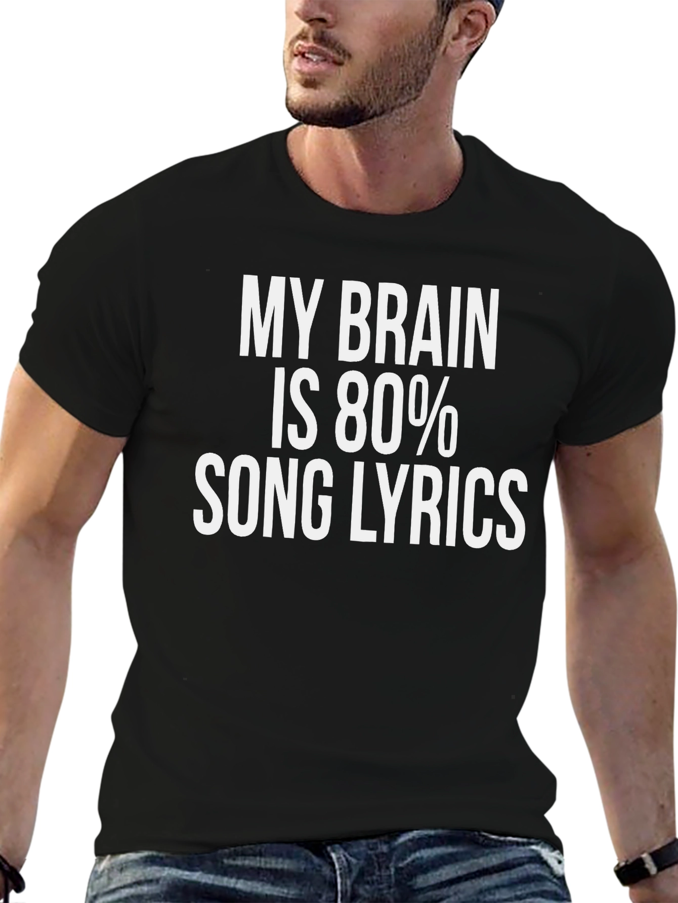 Song Lyrics Brain Graphic Tee - Black