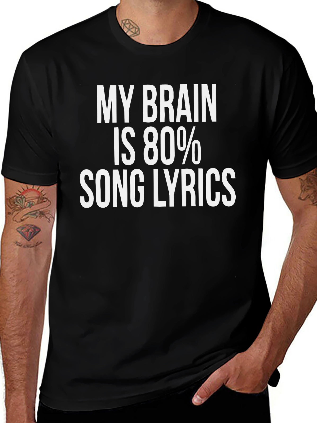 Song Lyrics Brain Graphic Tee - Black