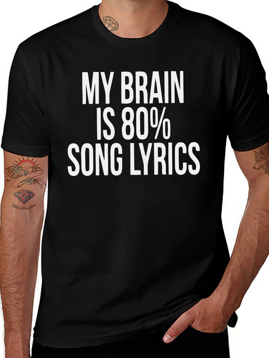 Song Lyrics Brain Graphic Tee - Black
