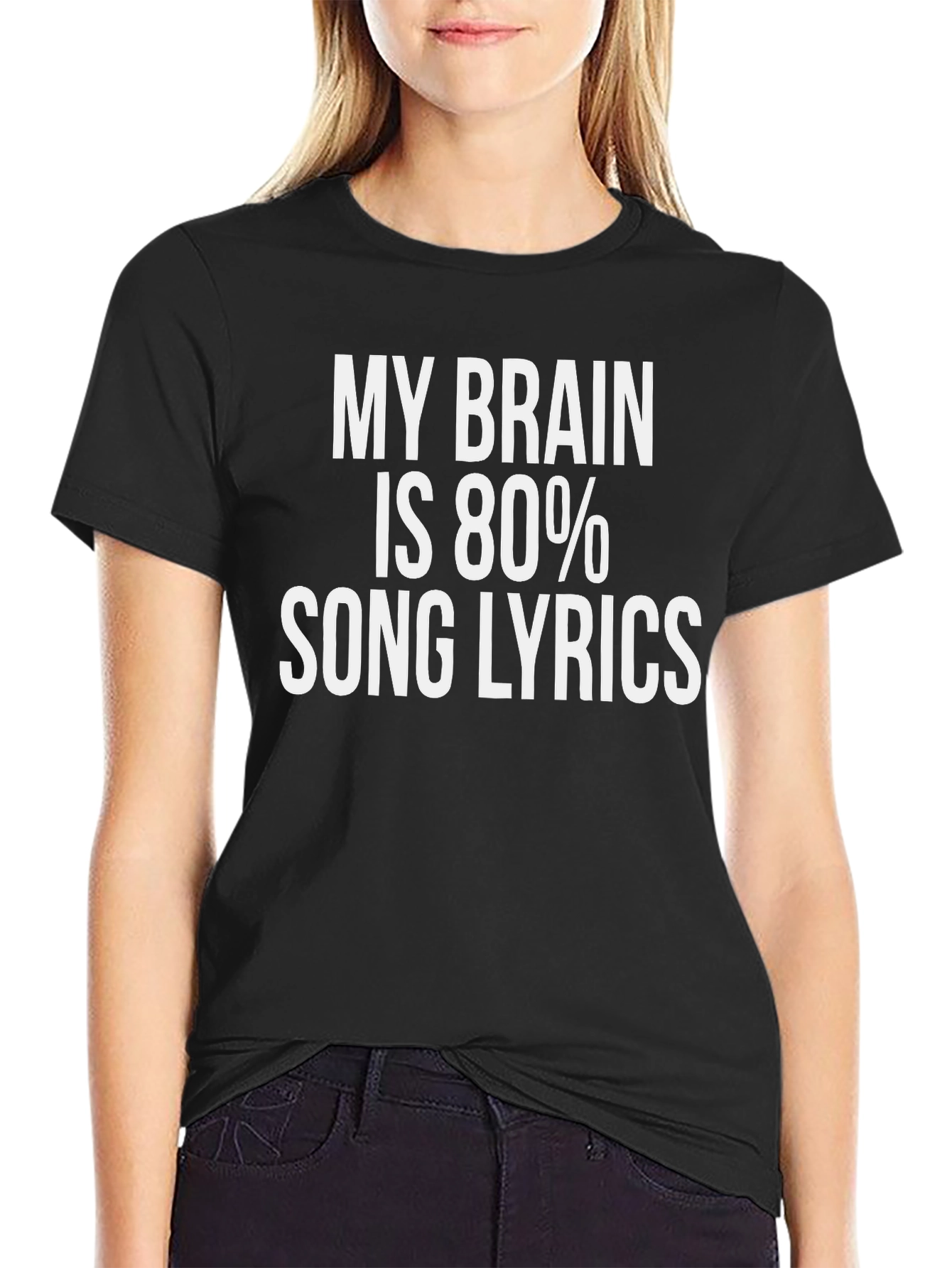 Song Lyrics Brain Graphic Tee - Black