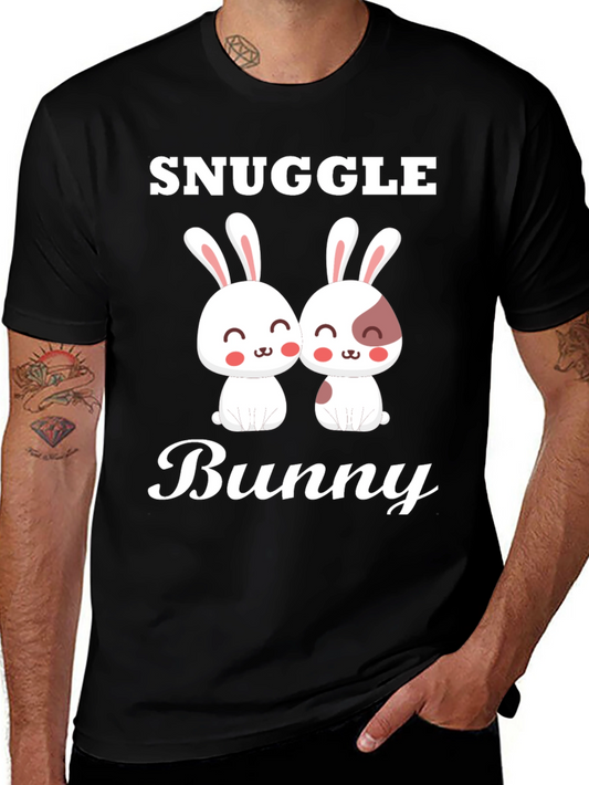 Snuggle Bunny Graphic Tee - Cute Couple Rabbits