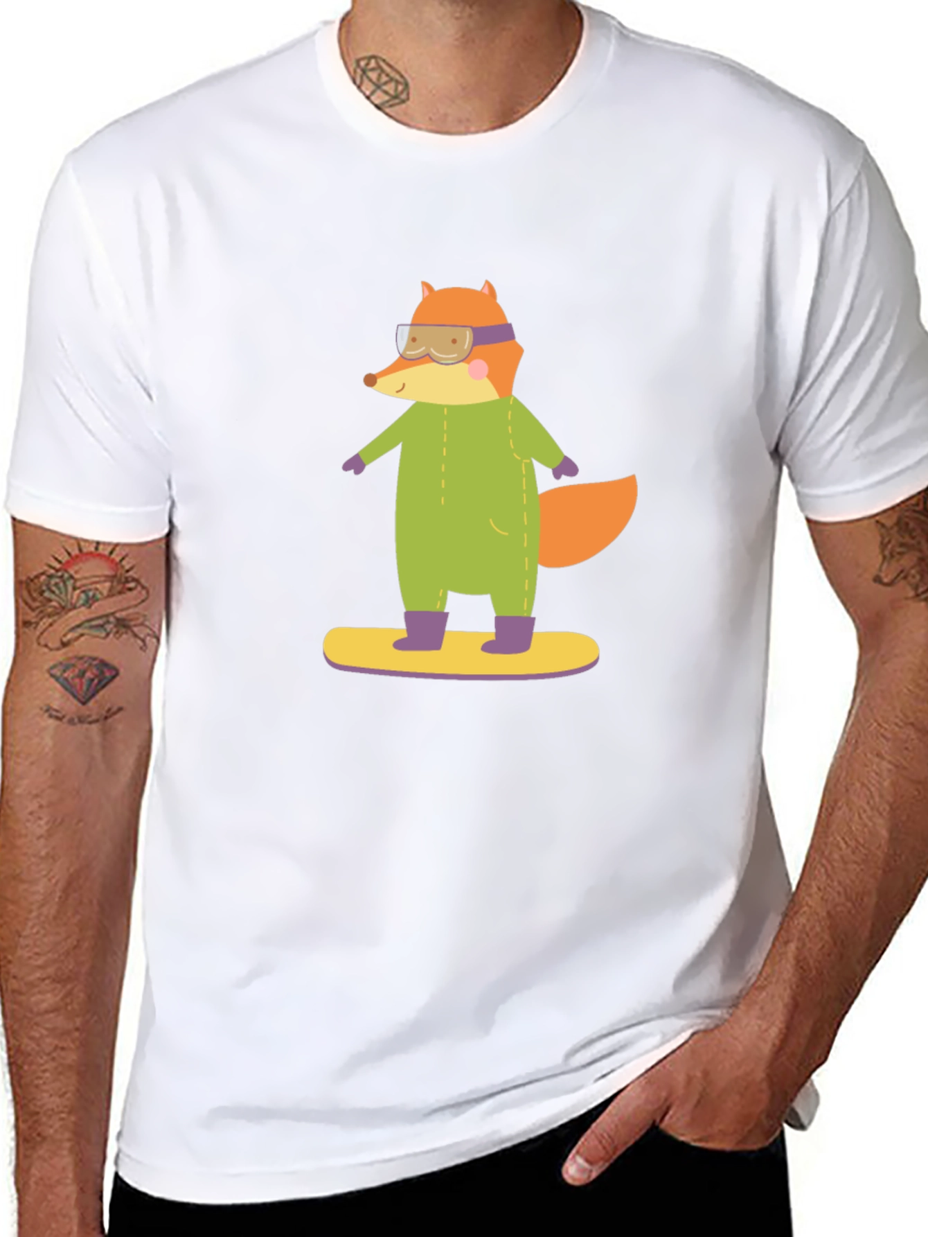 Fox Snowboarder T-Shirt - Fun Graphic Tee
