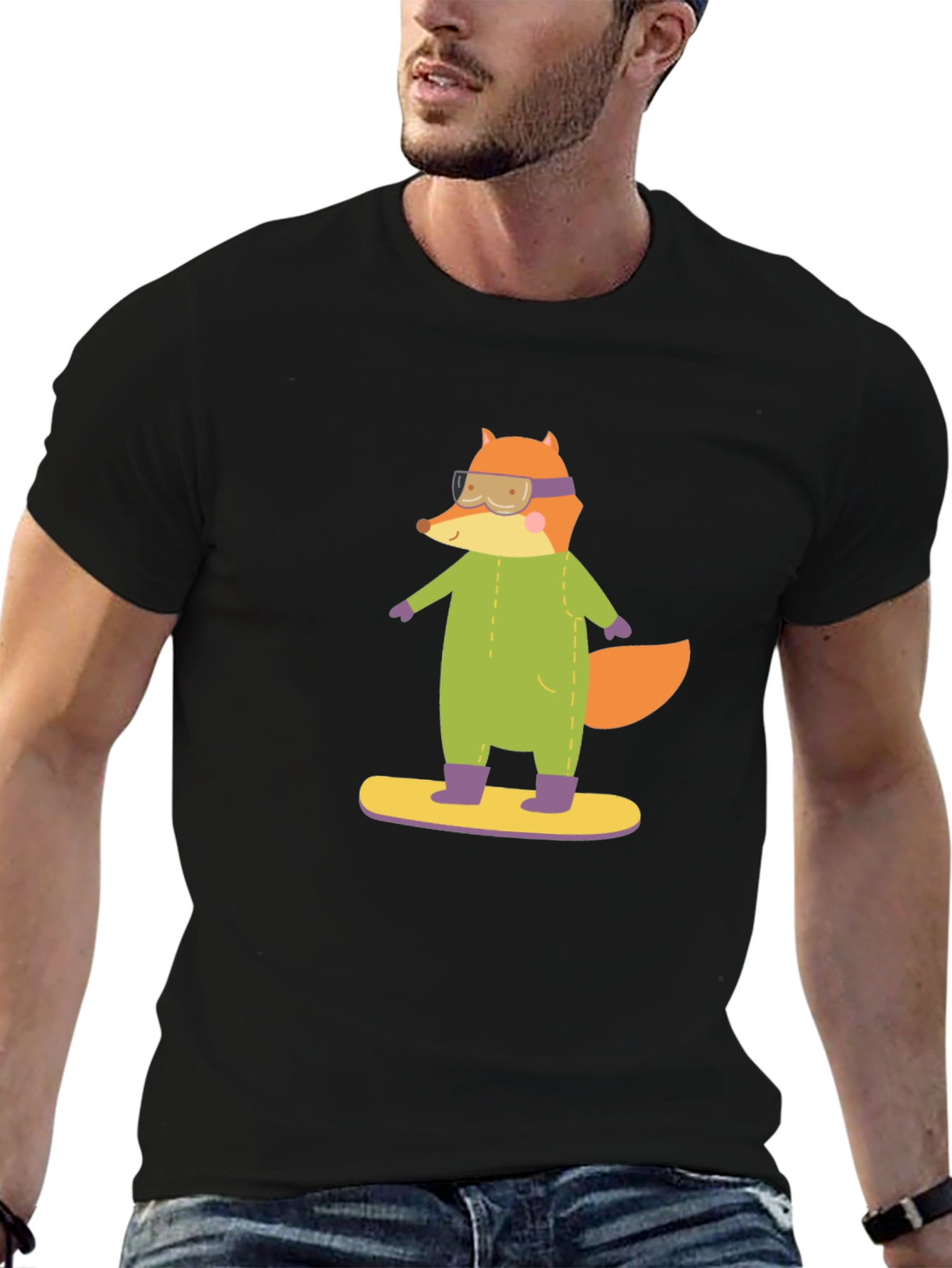 Fox Snowboarder T-Shirt - Fun Graphic Tee