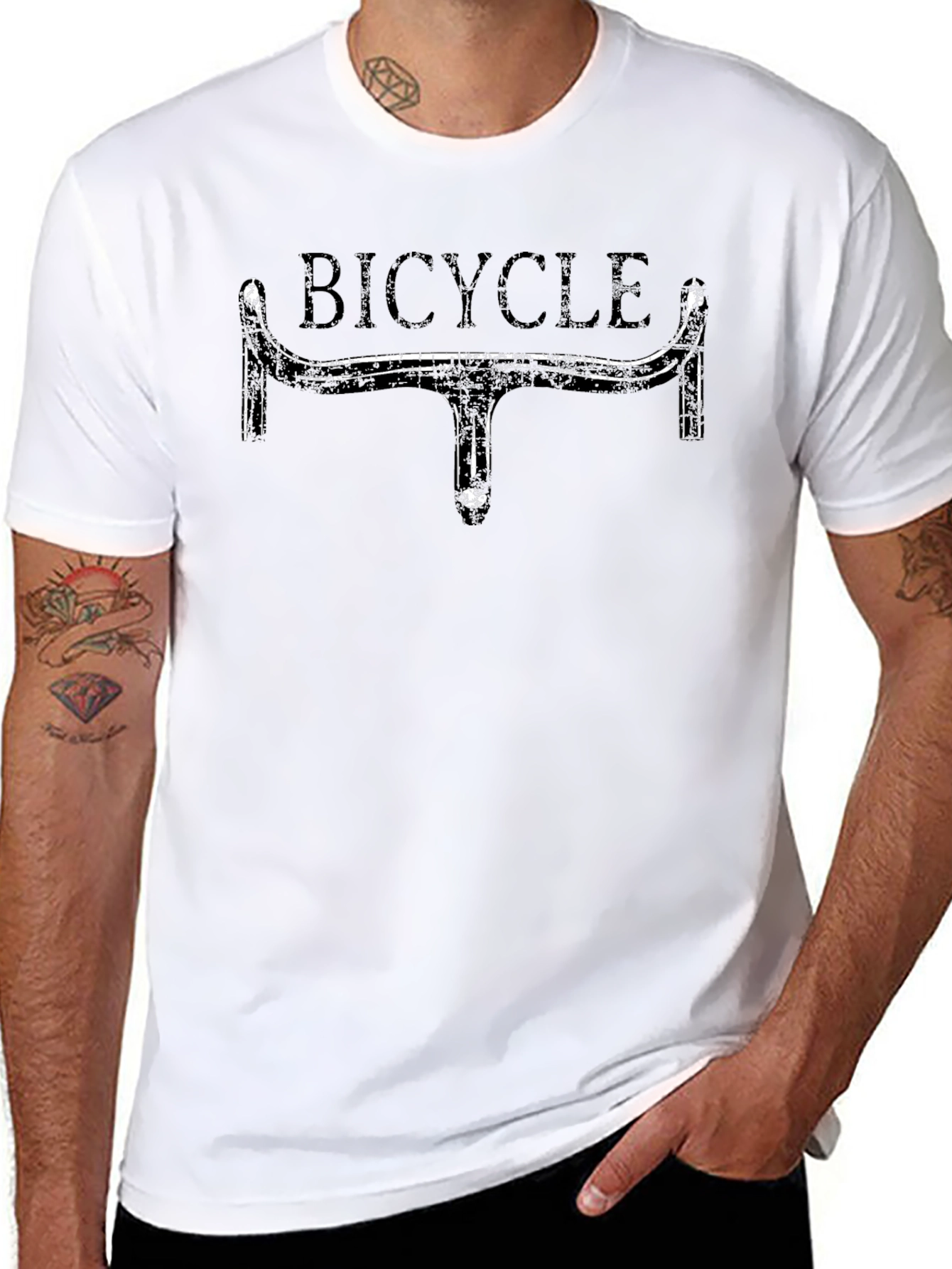 Bicycle Handlebar Graphic Tee - Black Casual T-Shirt