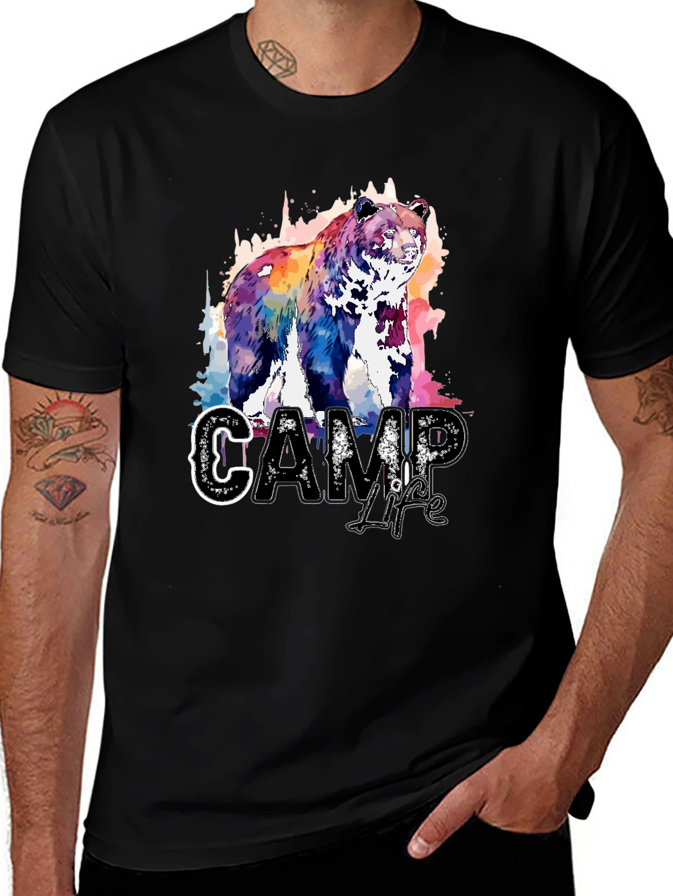 Camp Life Bear Graphic T-Shirt - Nature Inspired Design