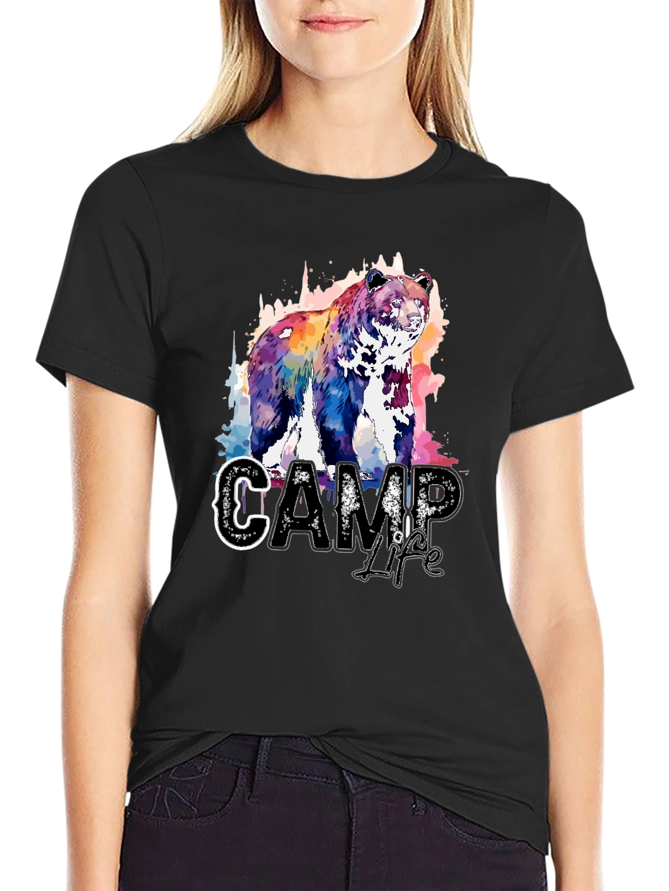 Camp Life Bear Graphic T-Shirt - Nature Inspired Design