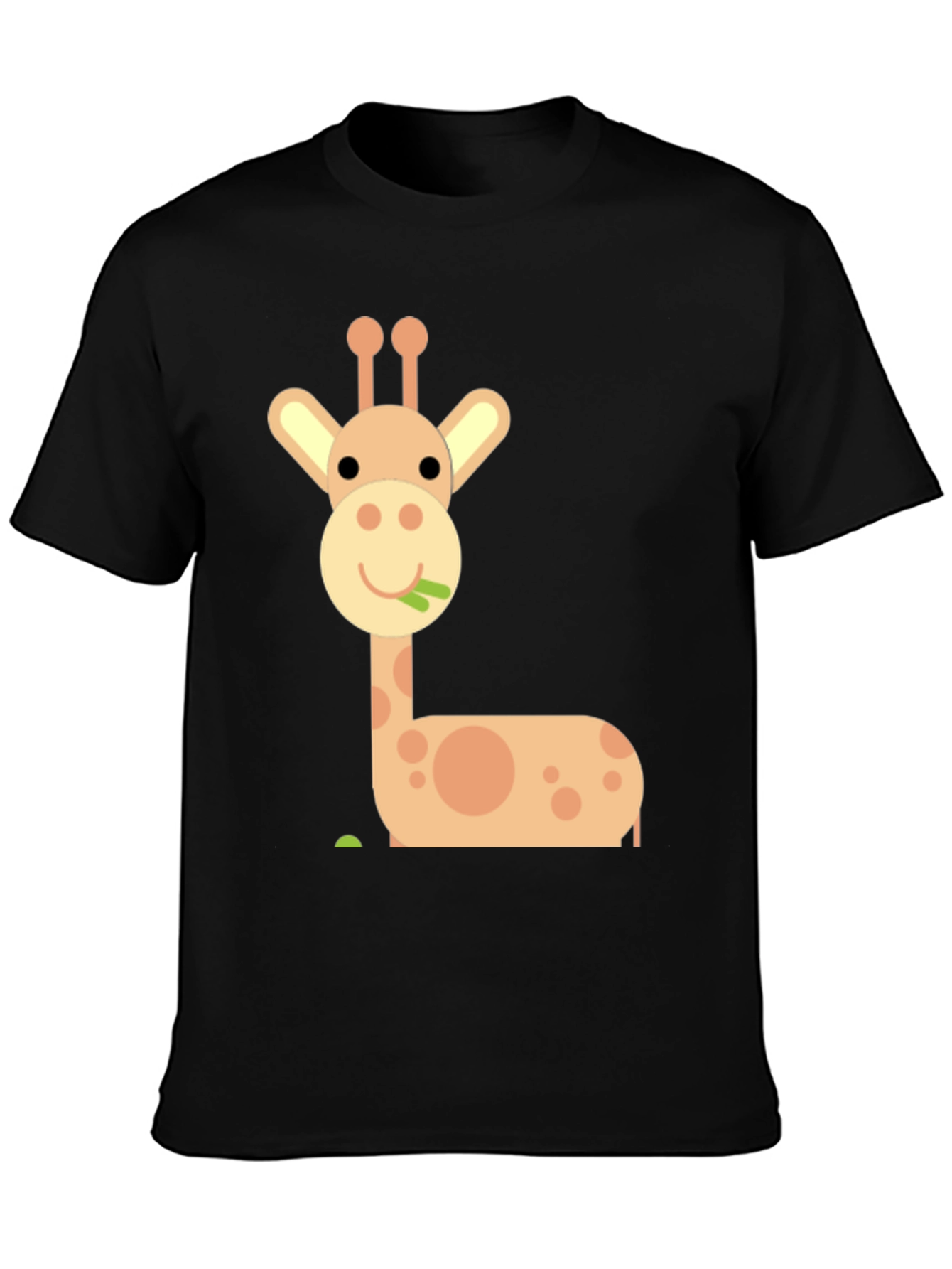 Cute Giraffe Graphic Tee - Black Cotton Blend Shirt
