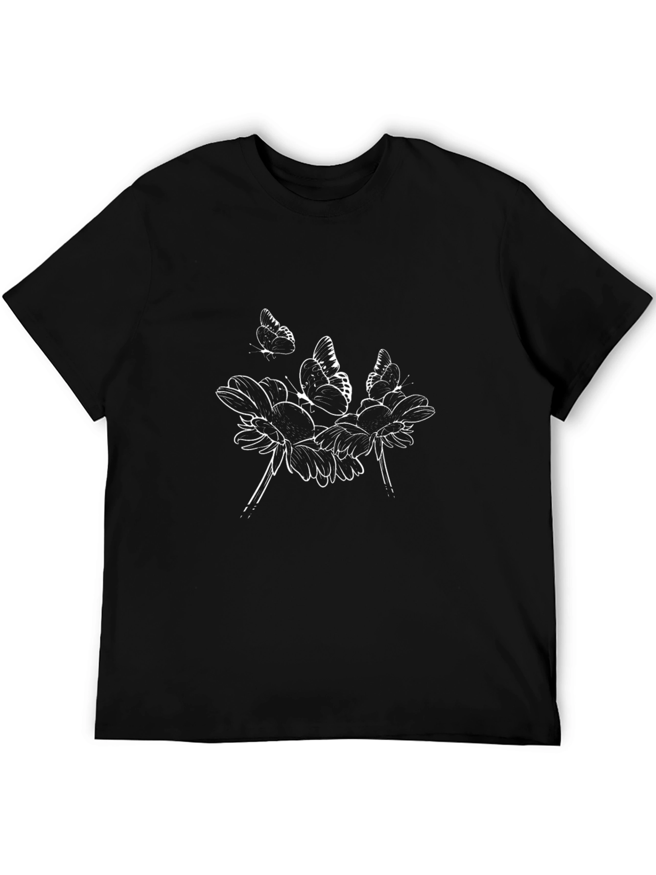 Butterfly & Floral Graphic Tee - Black