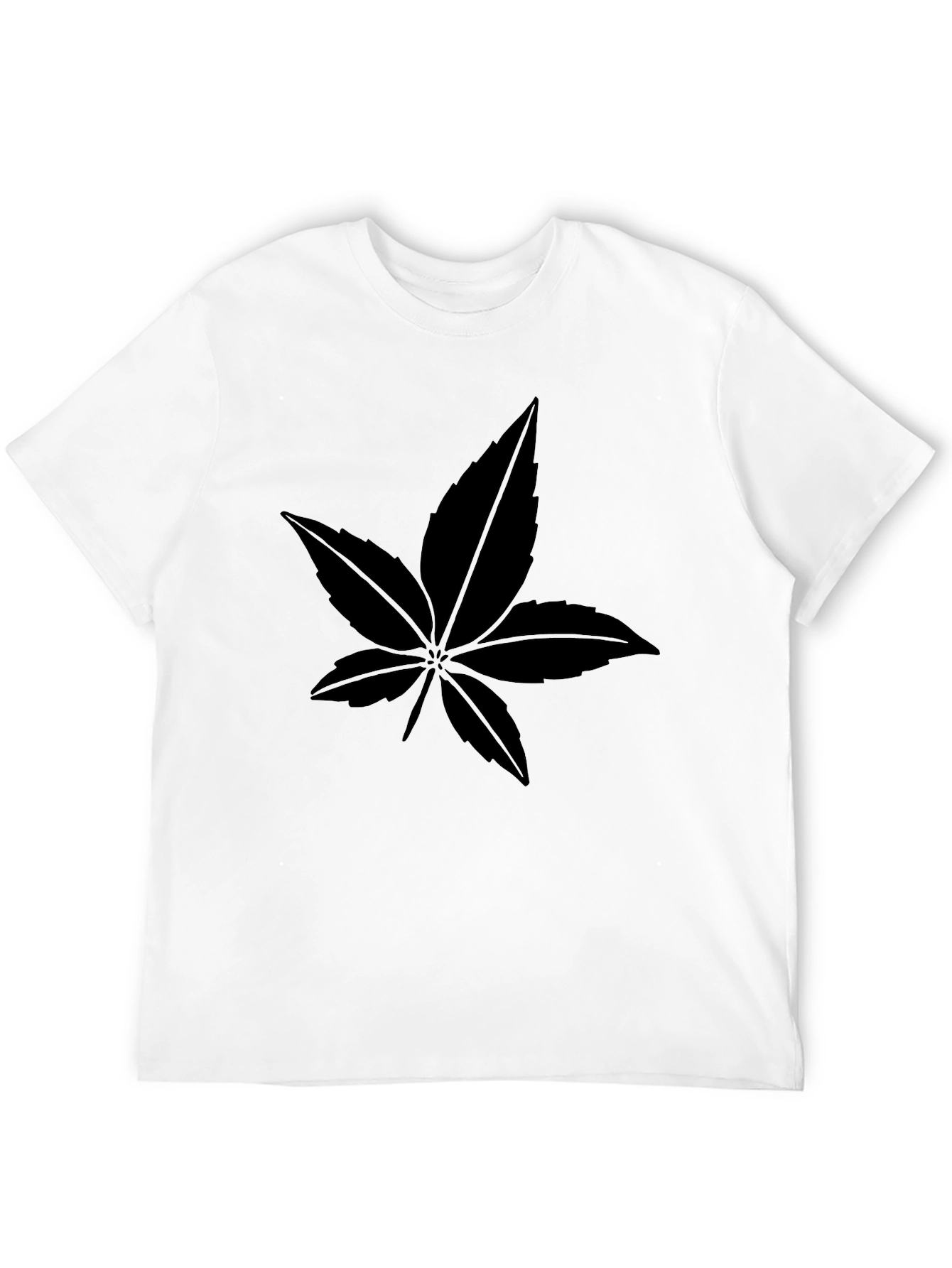 Black Leaf Print Crew Neck T-Shirt