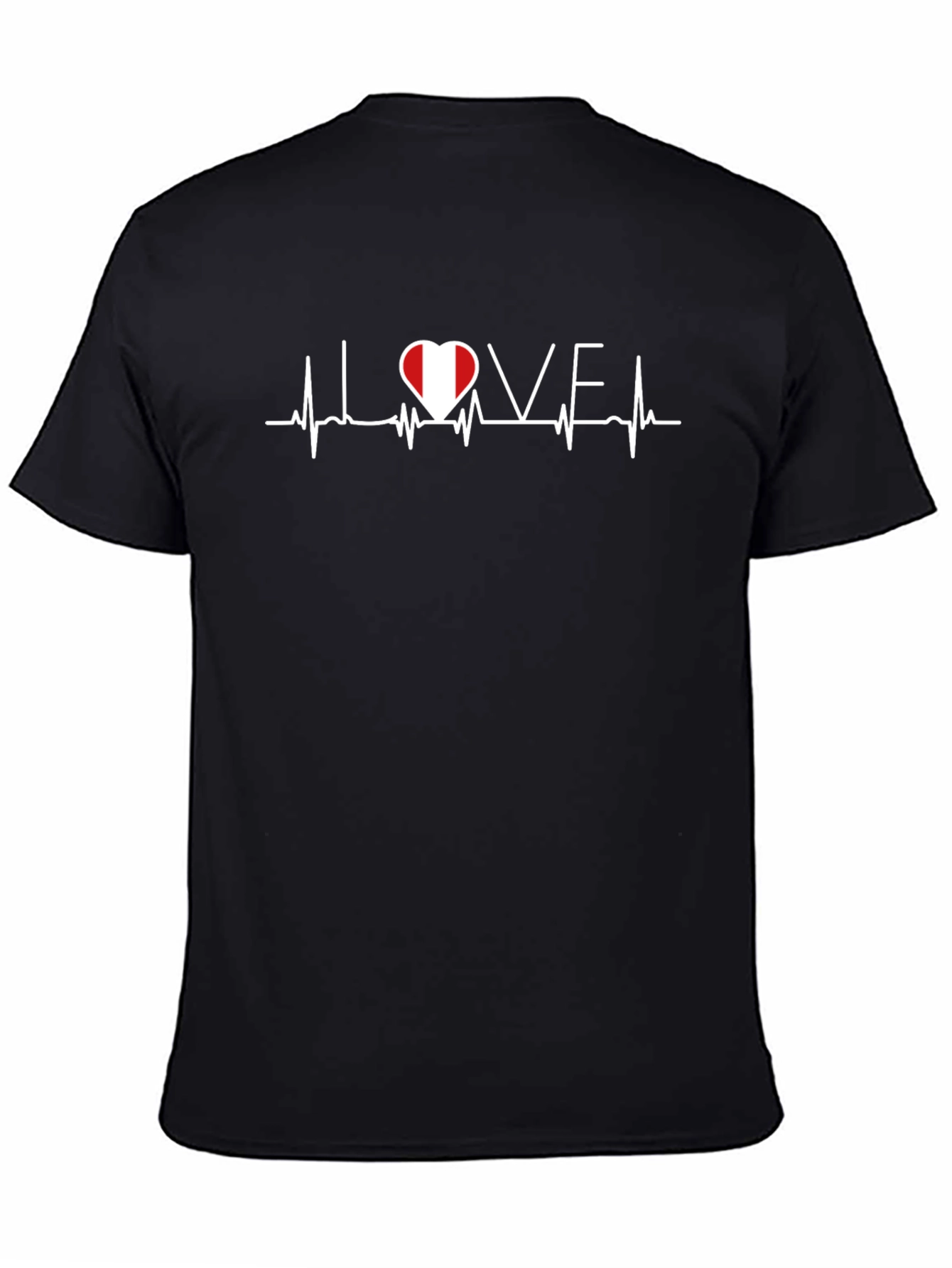 Love Peru Heartbeat T-Shirt - Black
