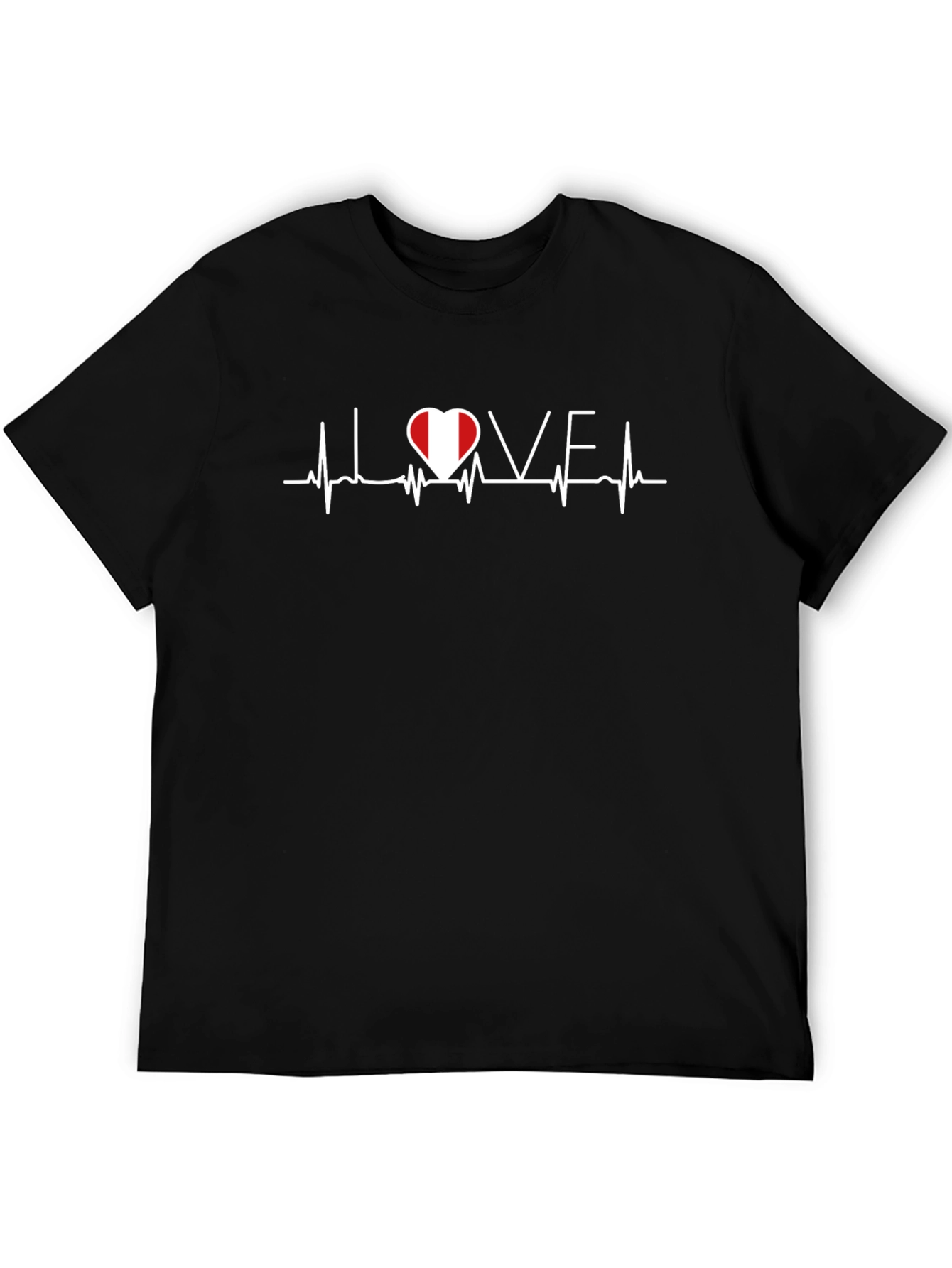 Love Peru Heartbeat T-Shirt - Black