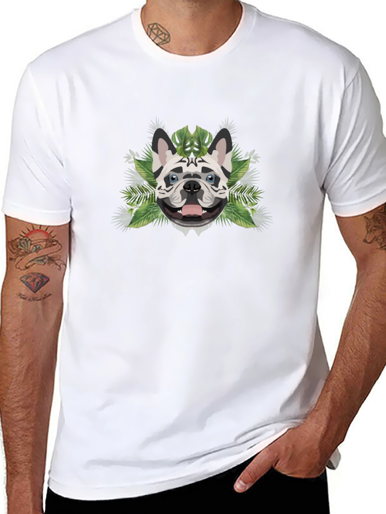Tropical Dog T-Shirt - Black