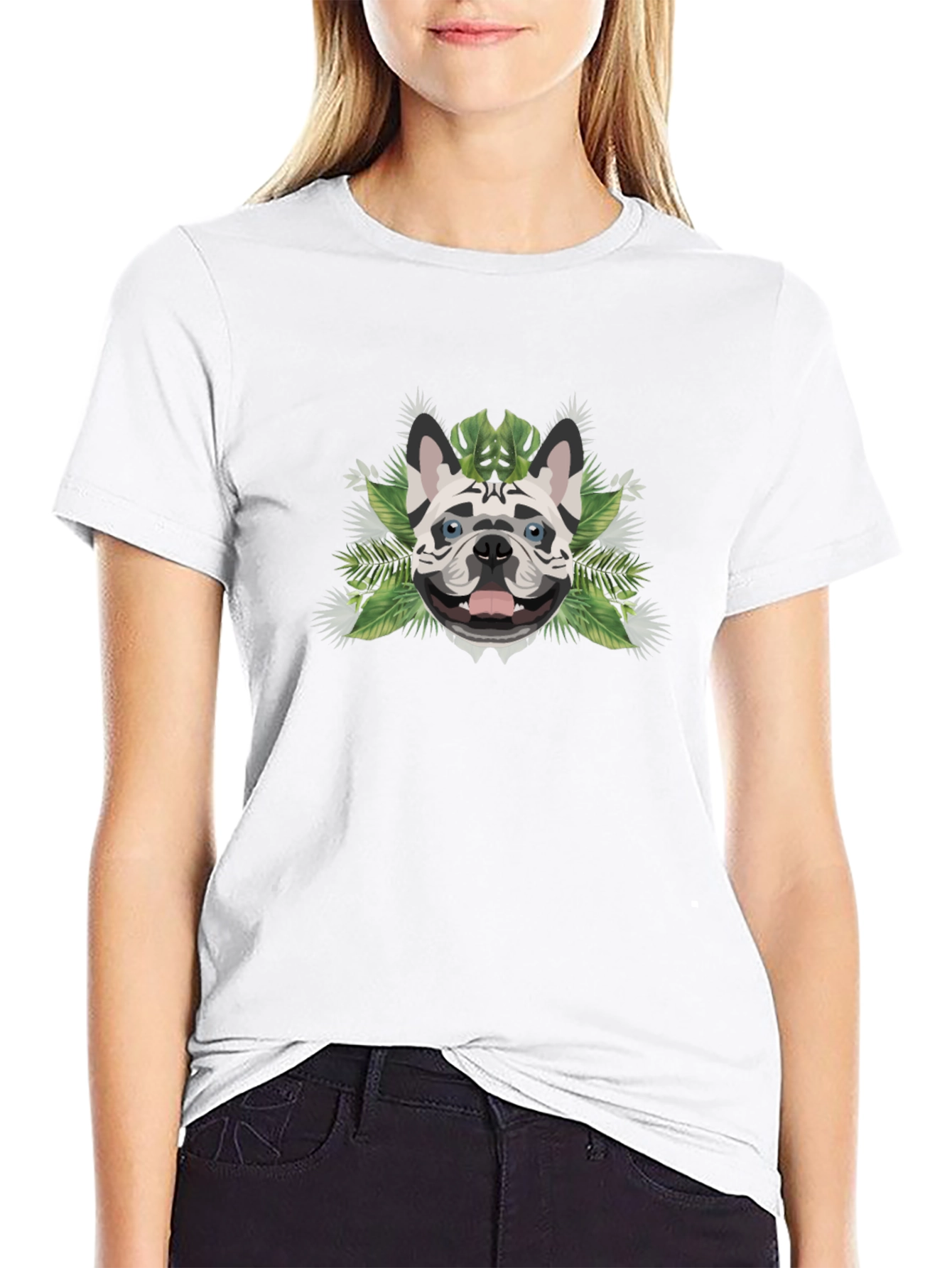 Tropical Dog T-Shirt - Black